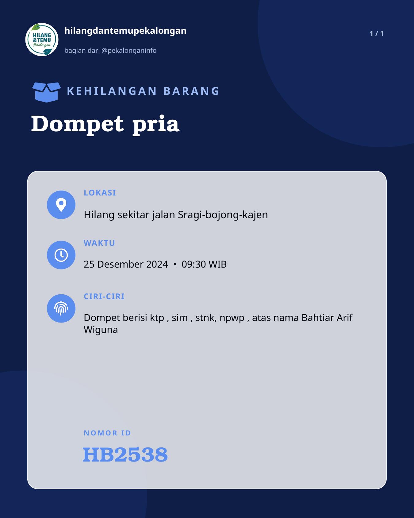 Slide laporan Dompet pria (HB2538)