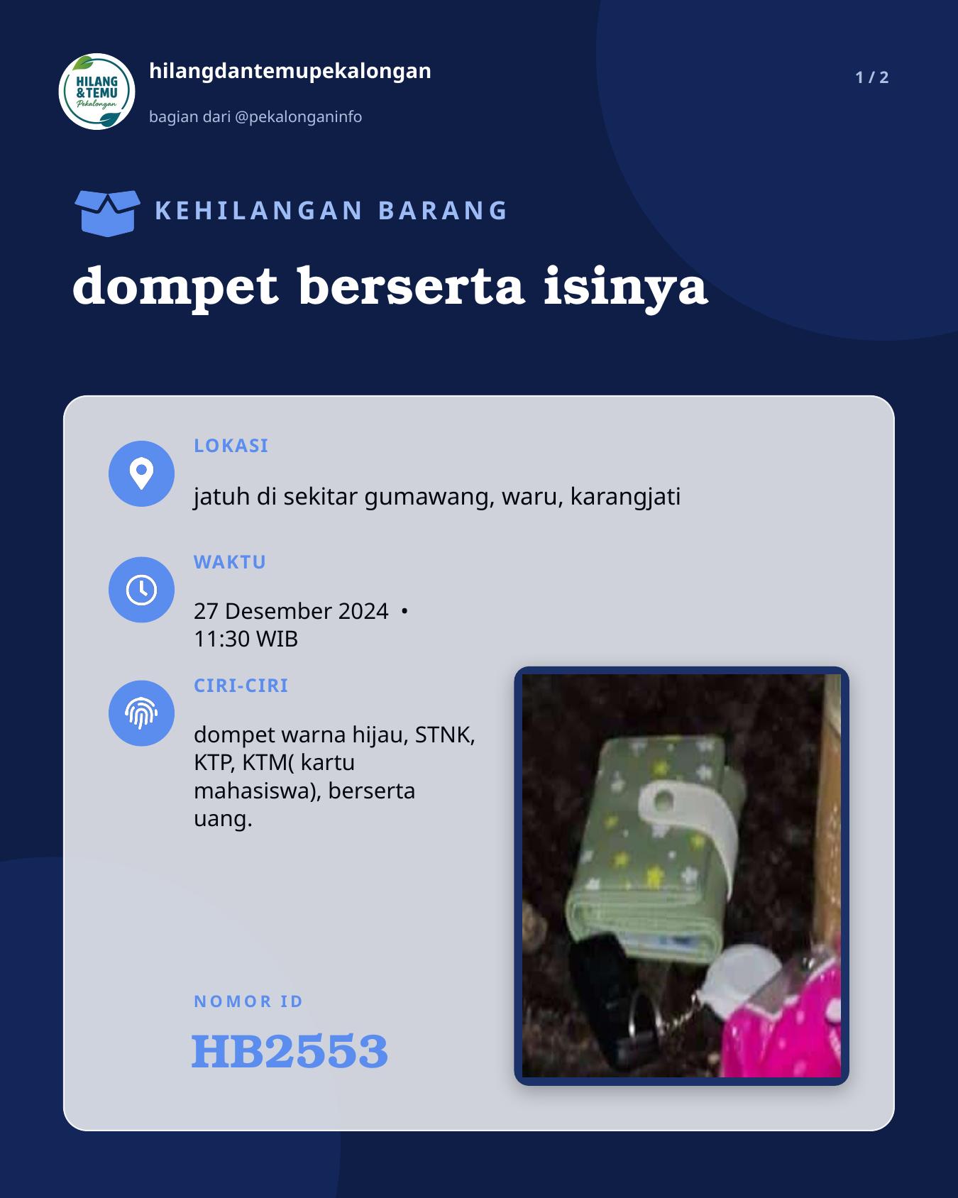 Slide 1 laporan dompet berserta isinya