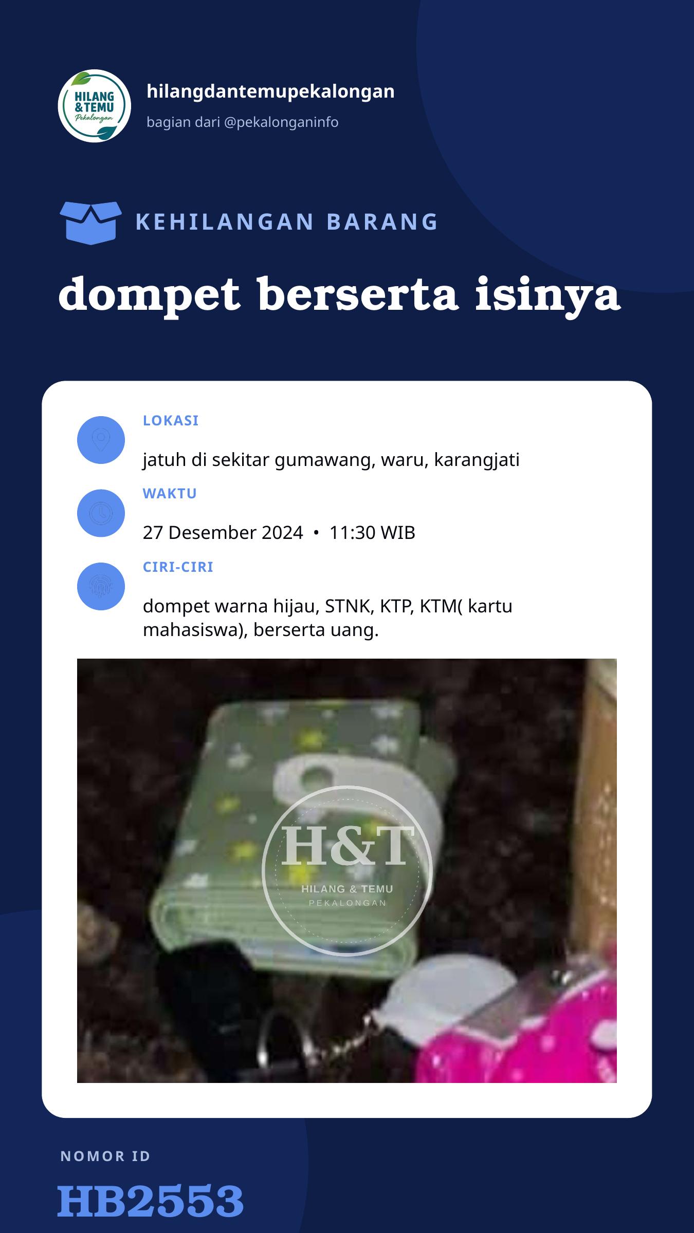 Story 9:16 laporan dompet berserta isinya