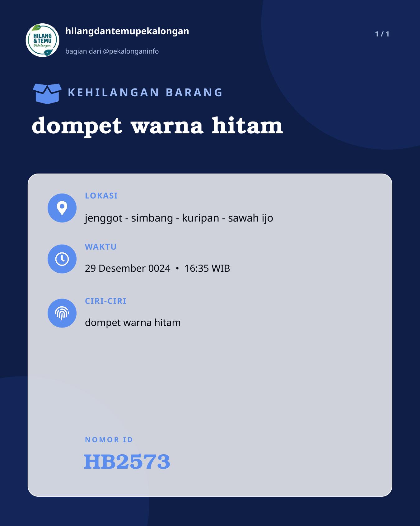 Slide laporan dompet warna hitam (HB2573)