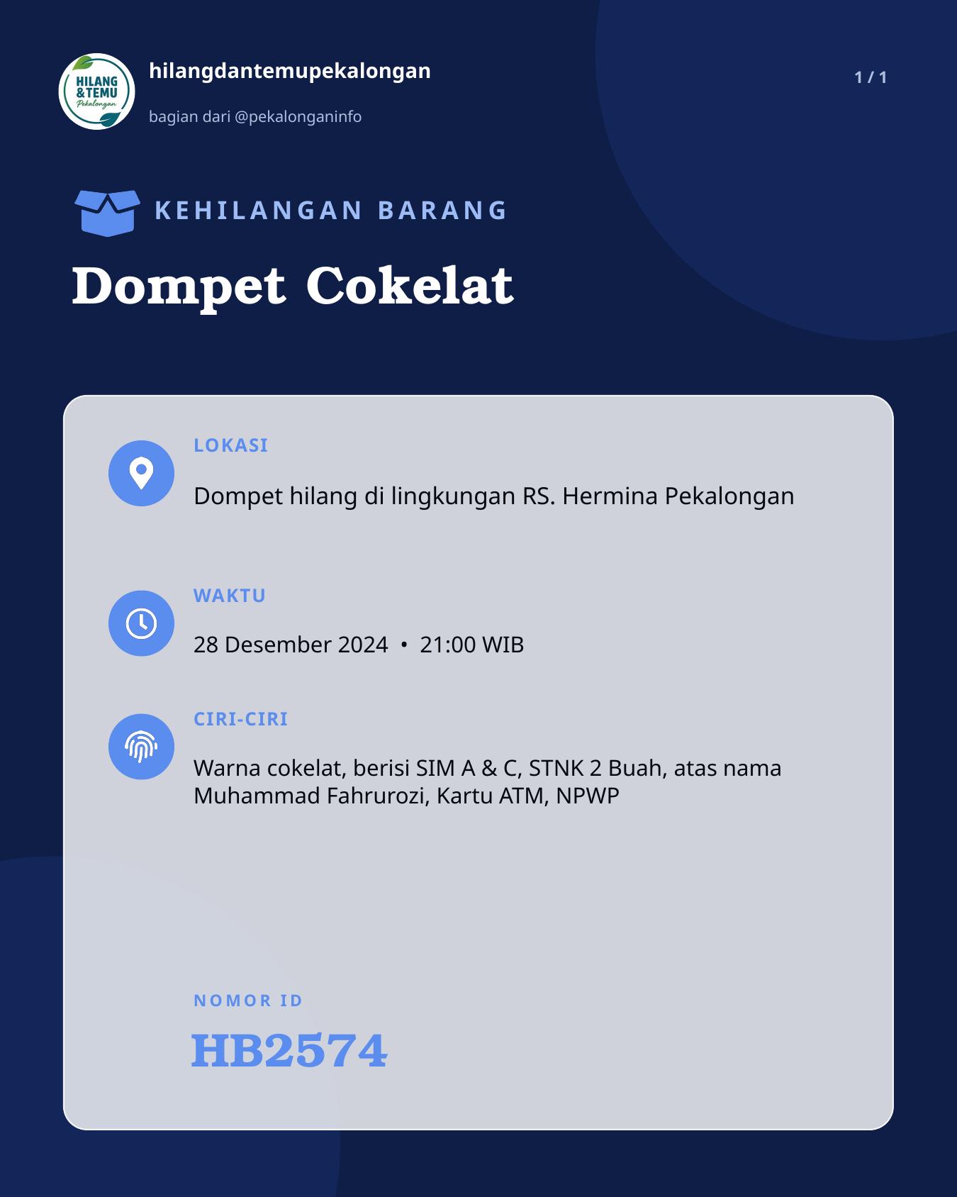 Slide laporan Dompet Cokelat (HB2574)