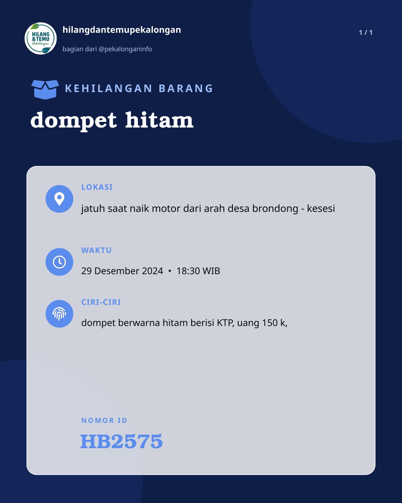 Slide laporan dompet hitam (HB2575)