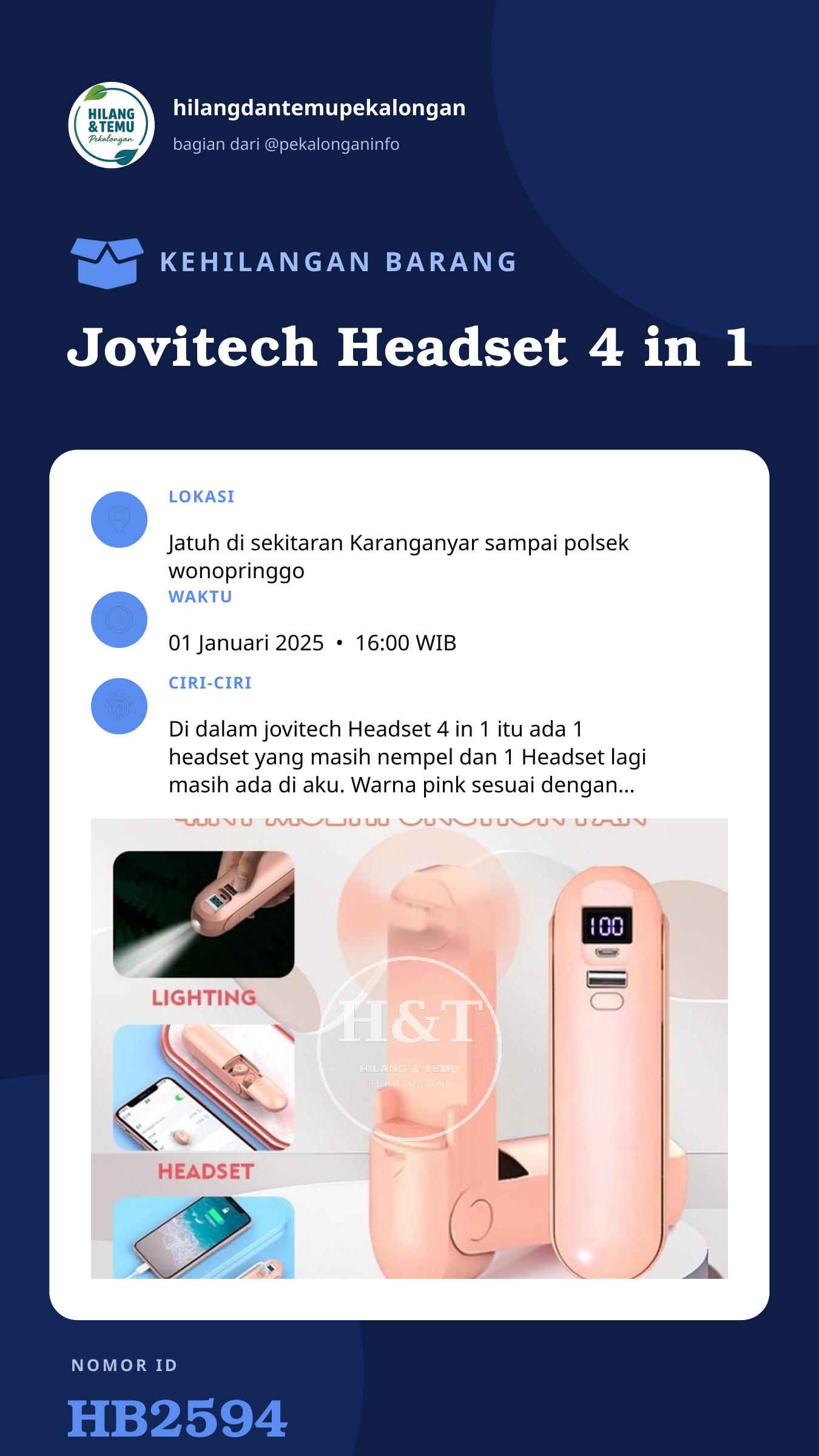 Story 9:16 laporan Jovitech Headset 4 in 1