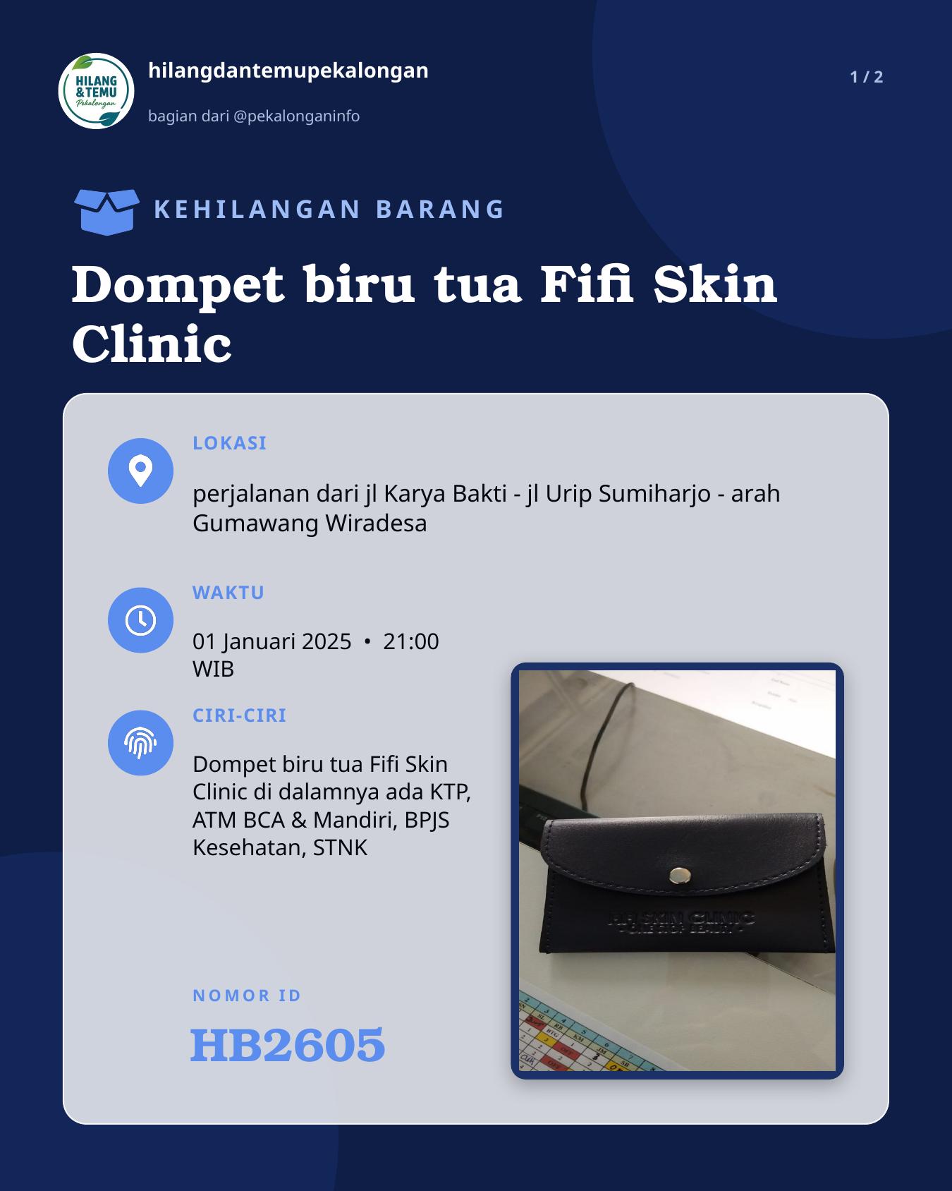 Slide 1 laporan Dompet biru tua Fifi Skin Clinic