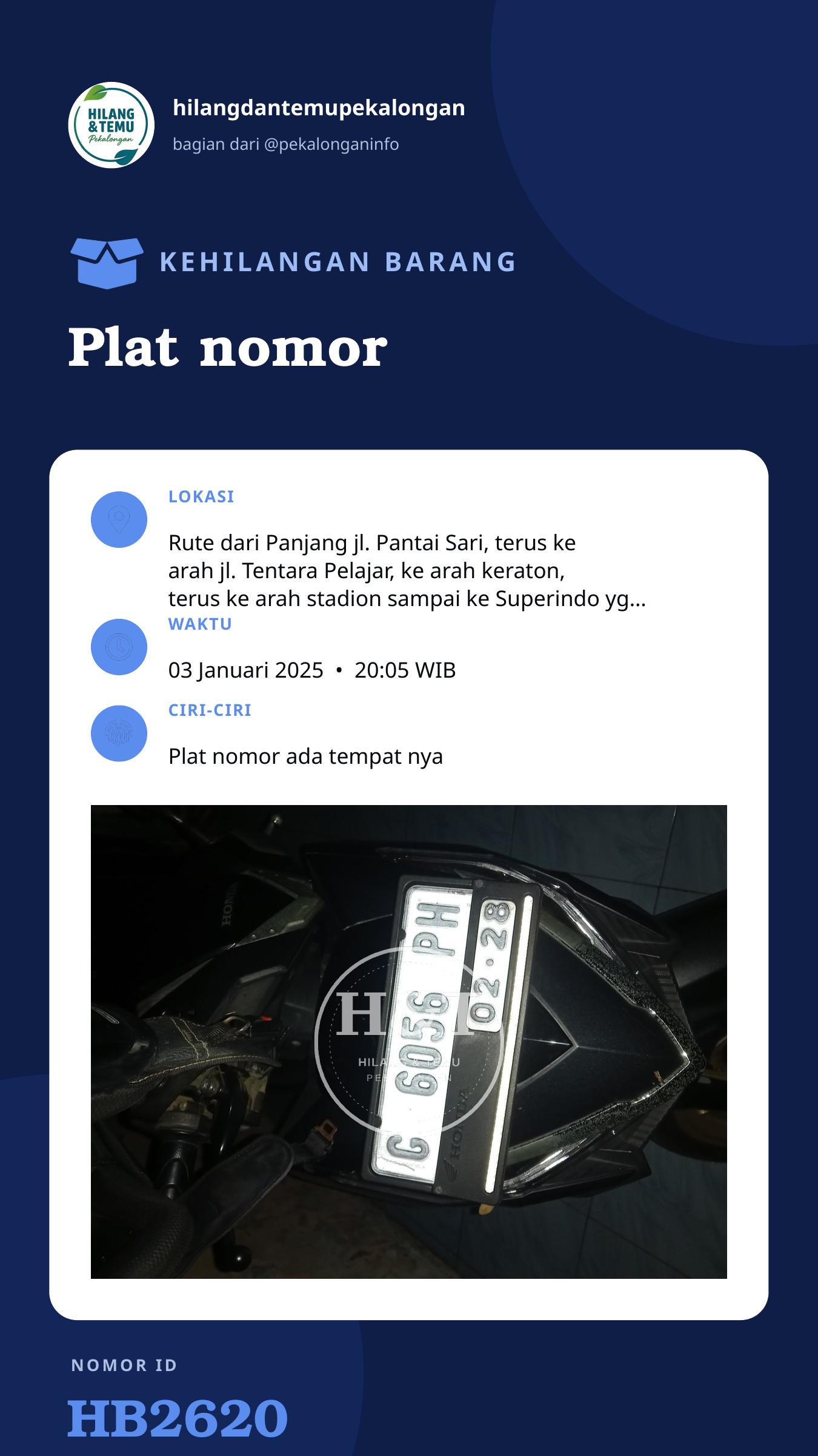 Story 9:16 laporan Plat nomor