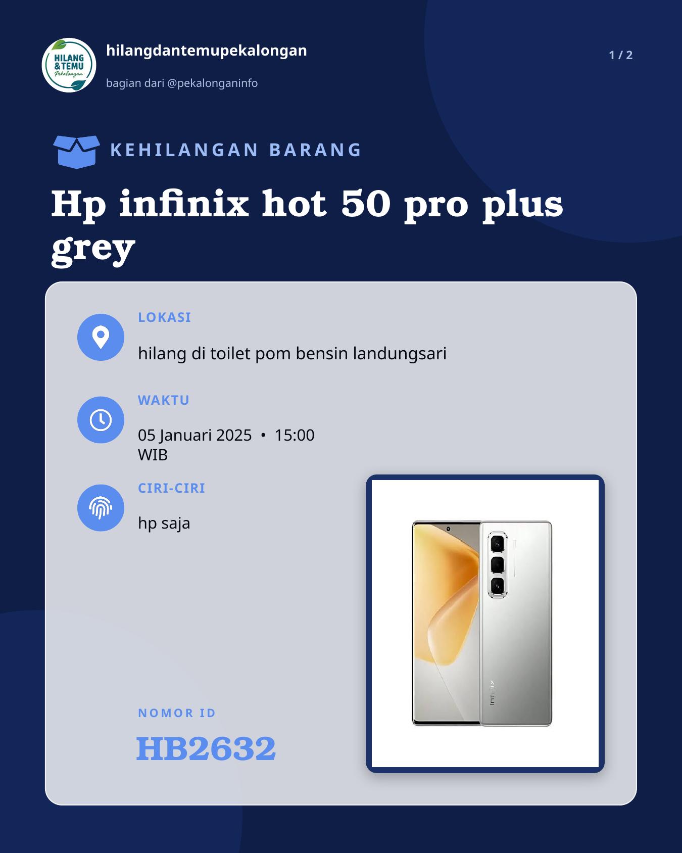 Slide 1 laporan Hp infinix hot 50 pro plus grey