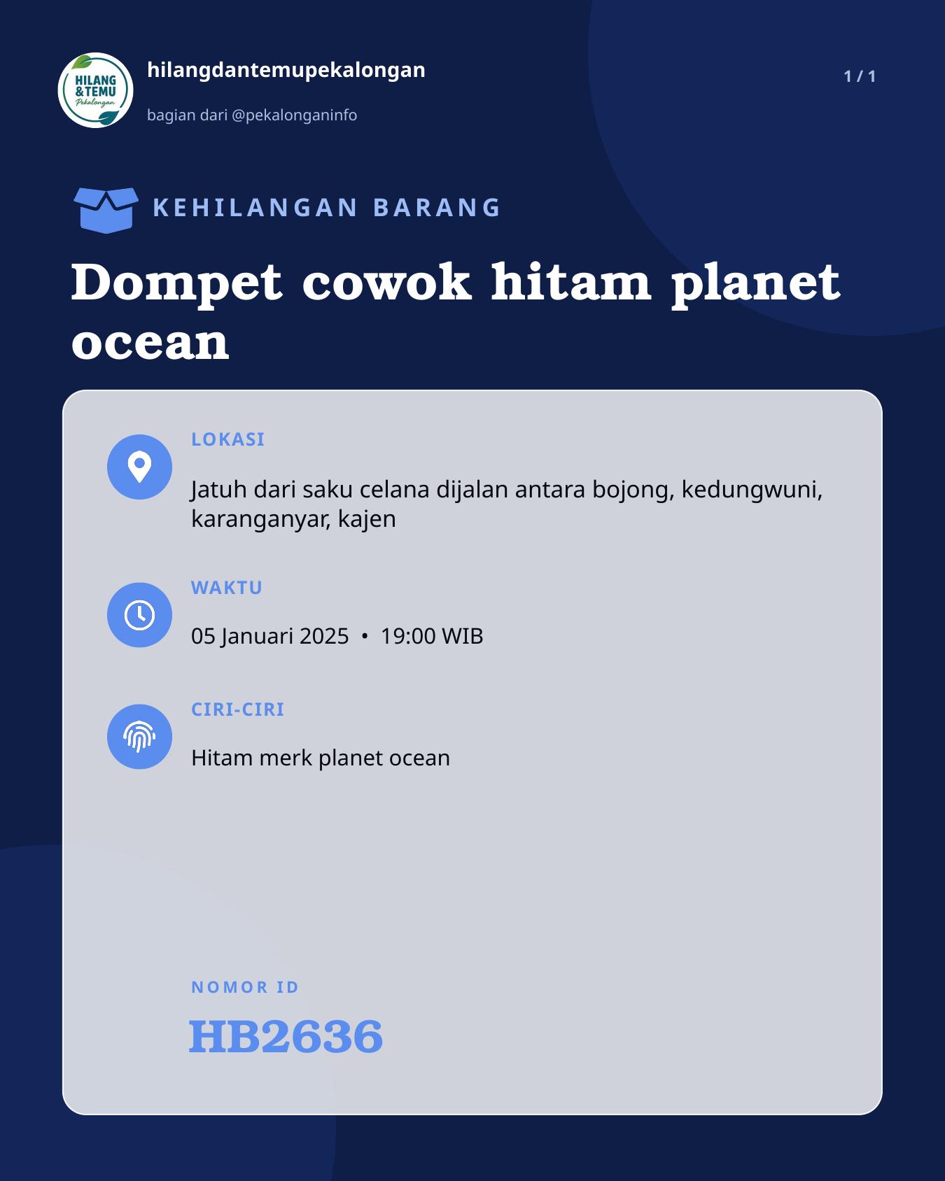 Slide laporan Dompet cowok hitam planet ocean (HB2636)