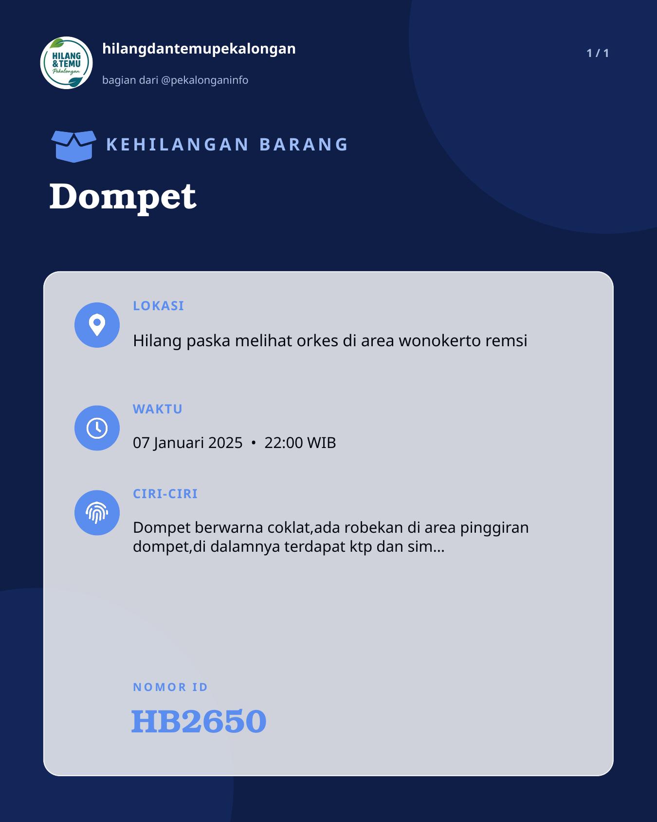 Slide laporan Dompet (HB2650)