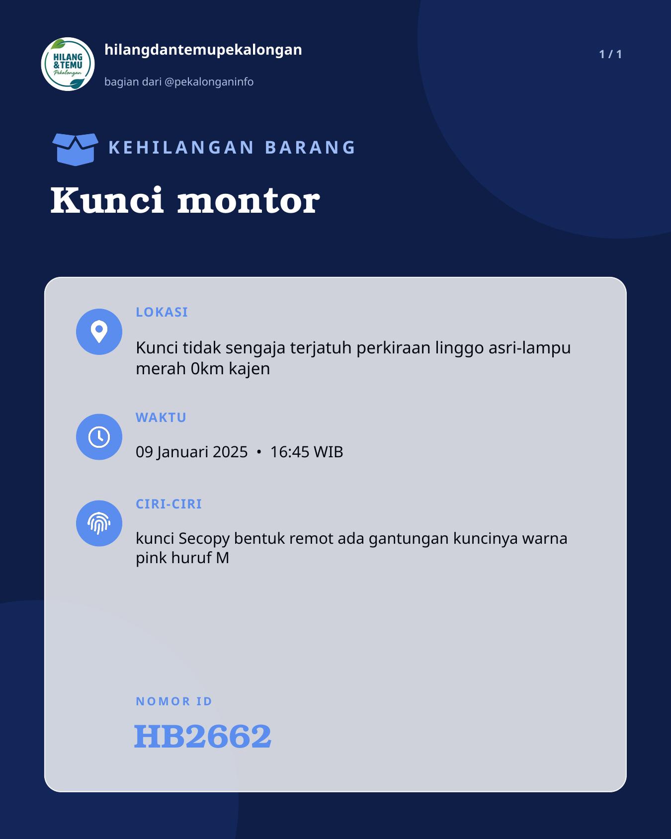 Slide laporan Kunci montor (HB2662)