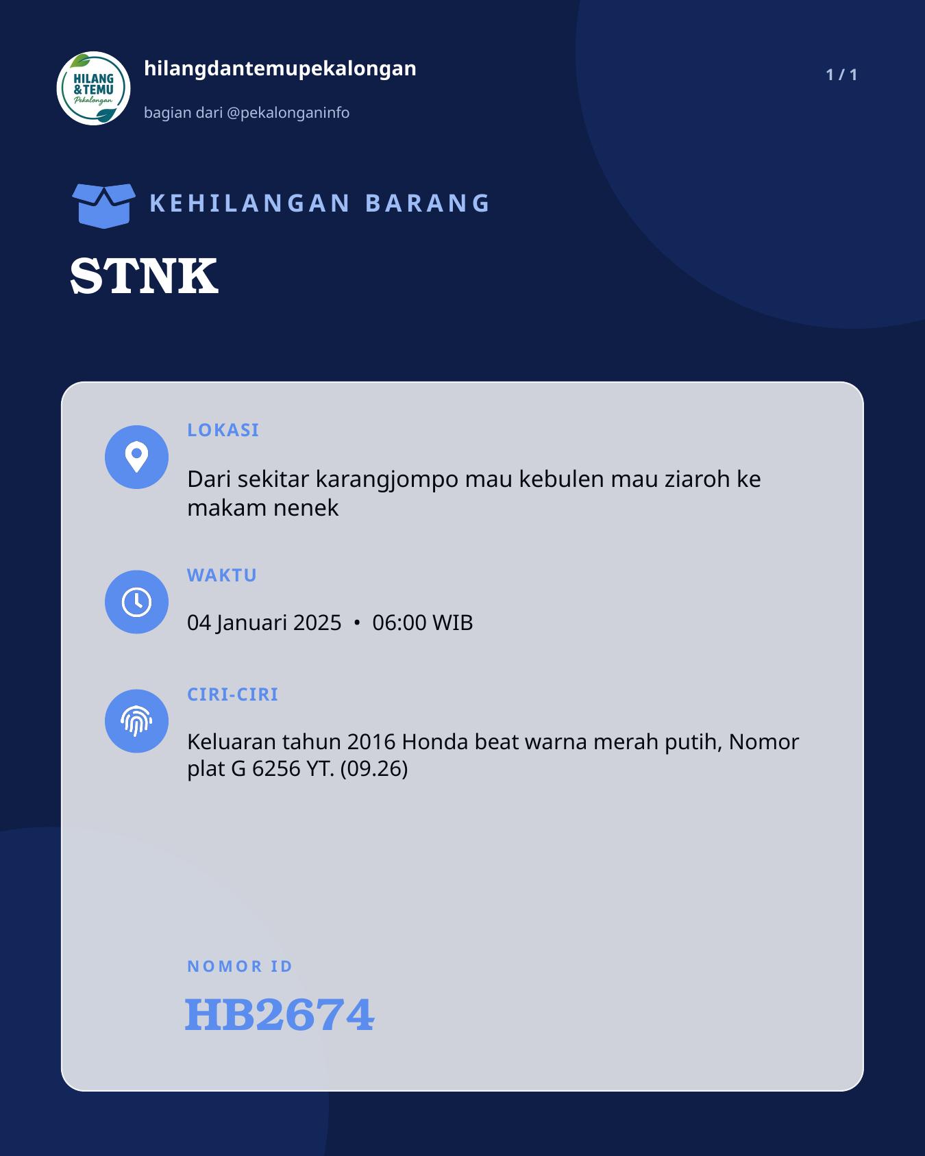 Slide laporan STNK (HB2674)