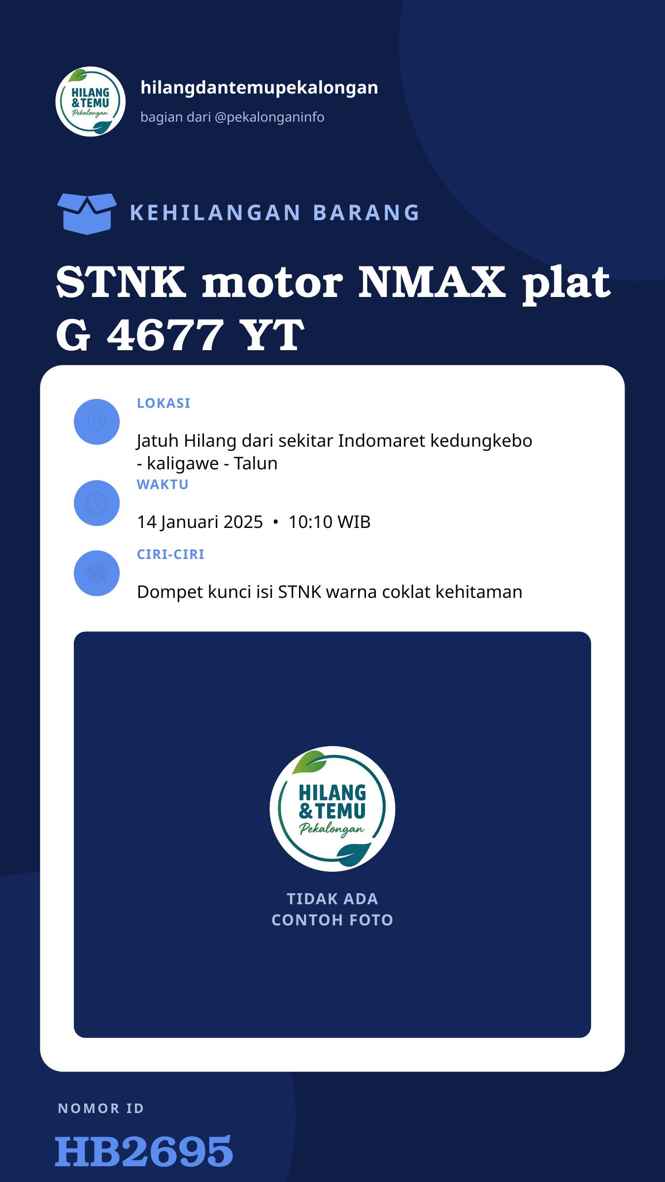 Story 9:16 laporan STNK motor NMAX plat G 4677 YT