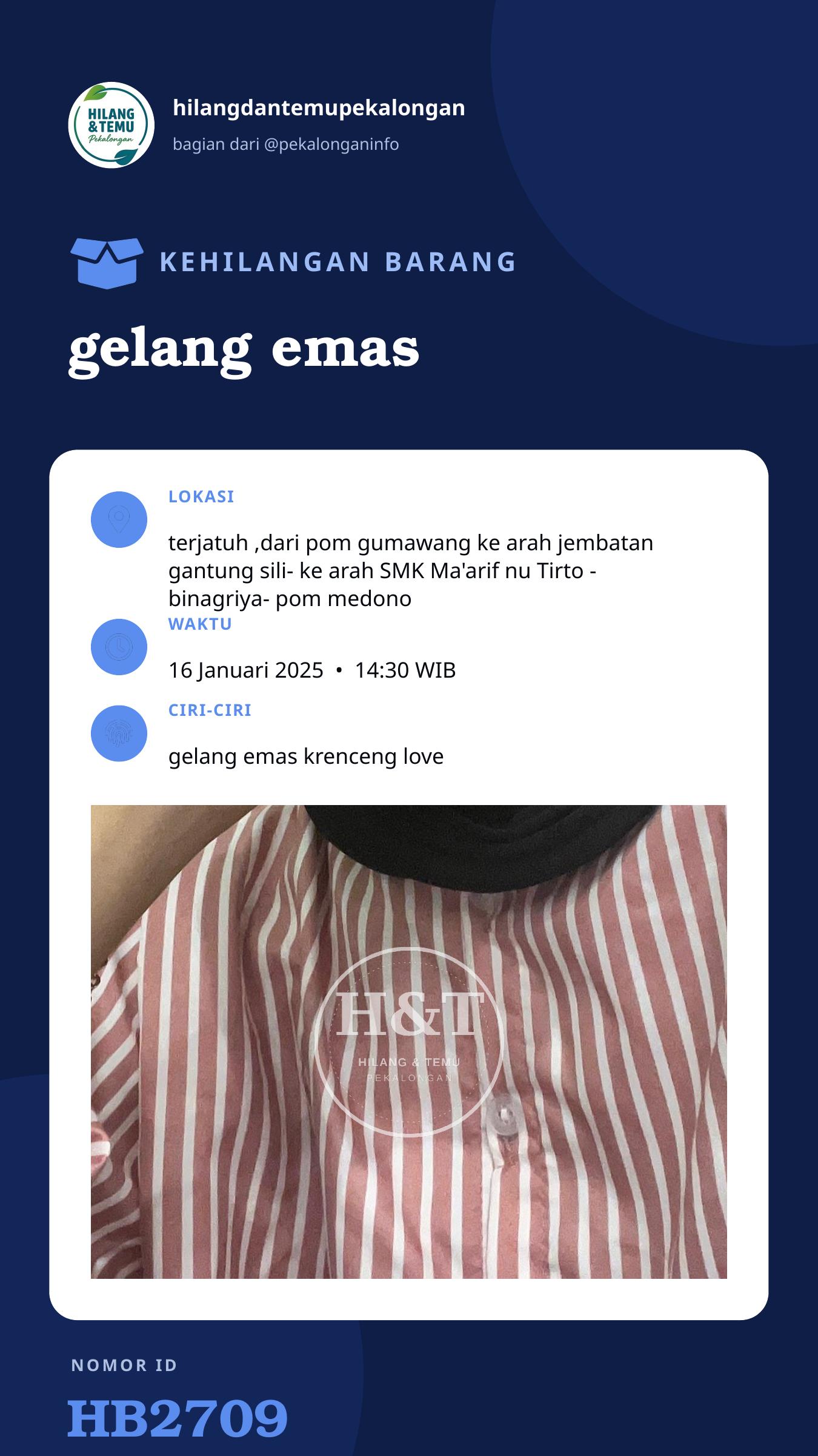 Story 9:16 laporan gelang emas
