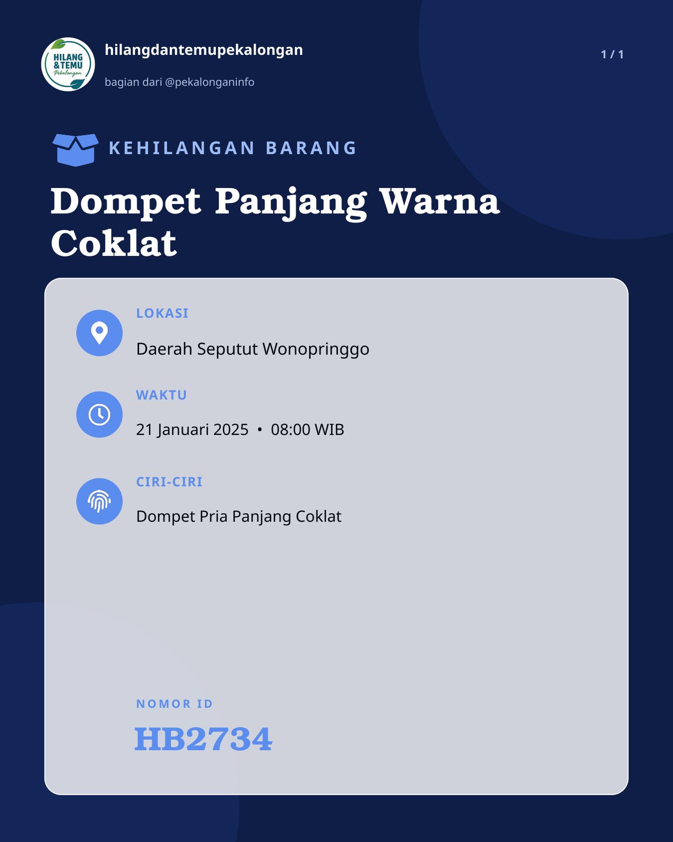 Slide laporan Dompet Panjang Warna Coklat (HB2734)