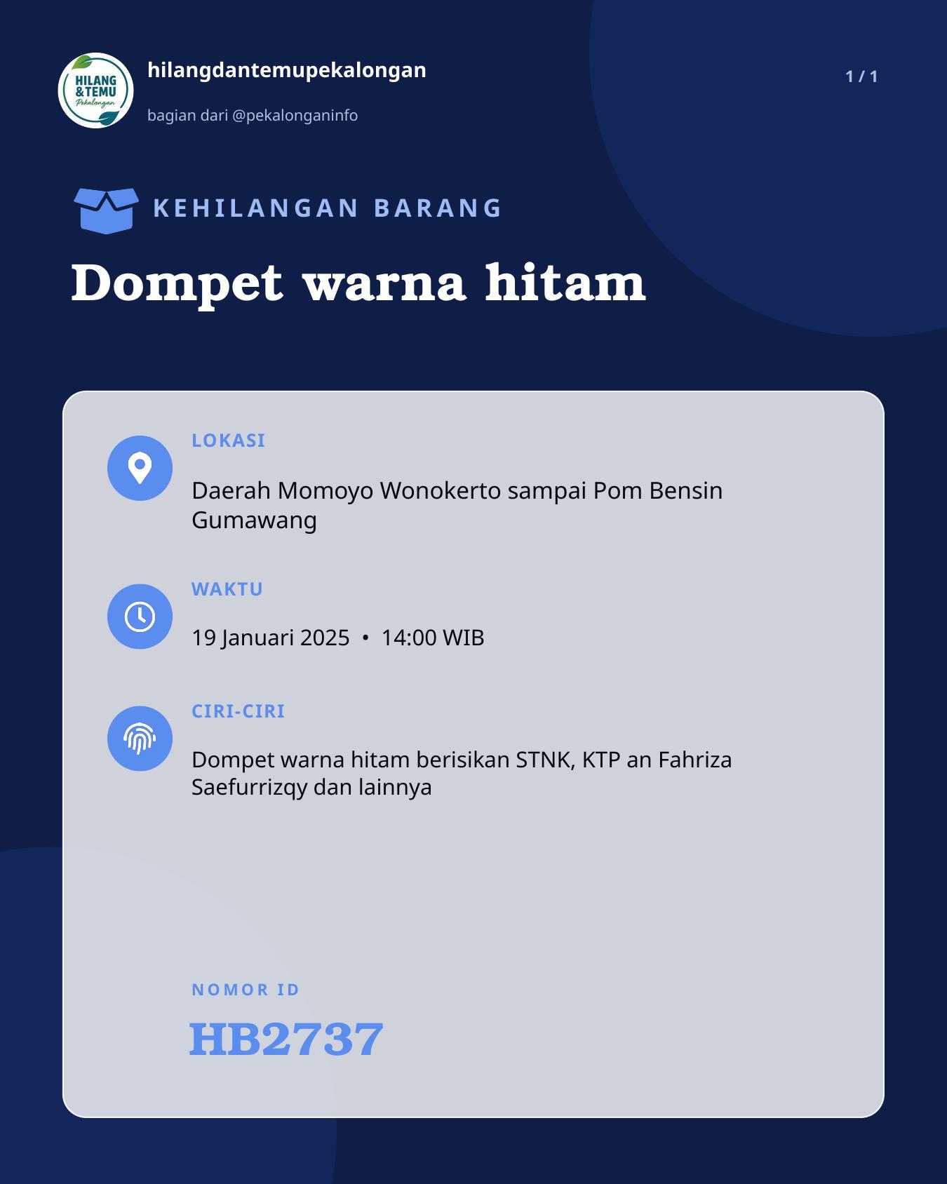 Slide laporan Dompet warna hitam (HB2737)