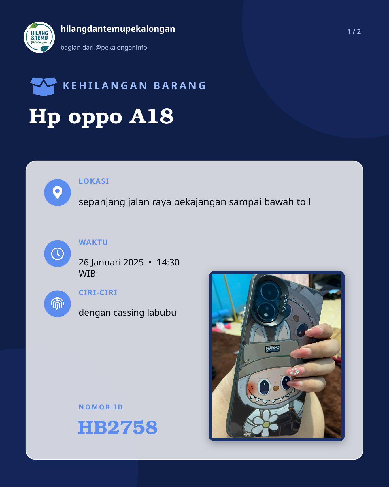Slide 1 laporan Hp oppo A18