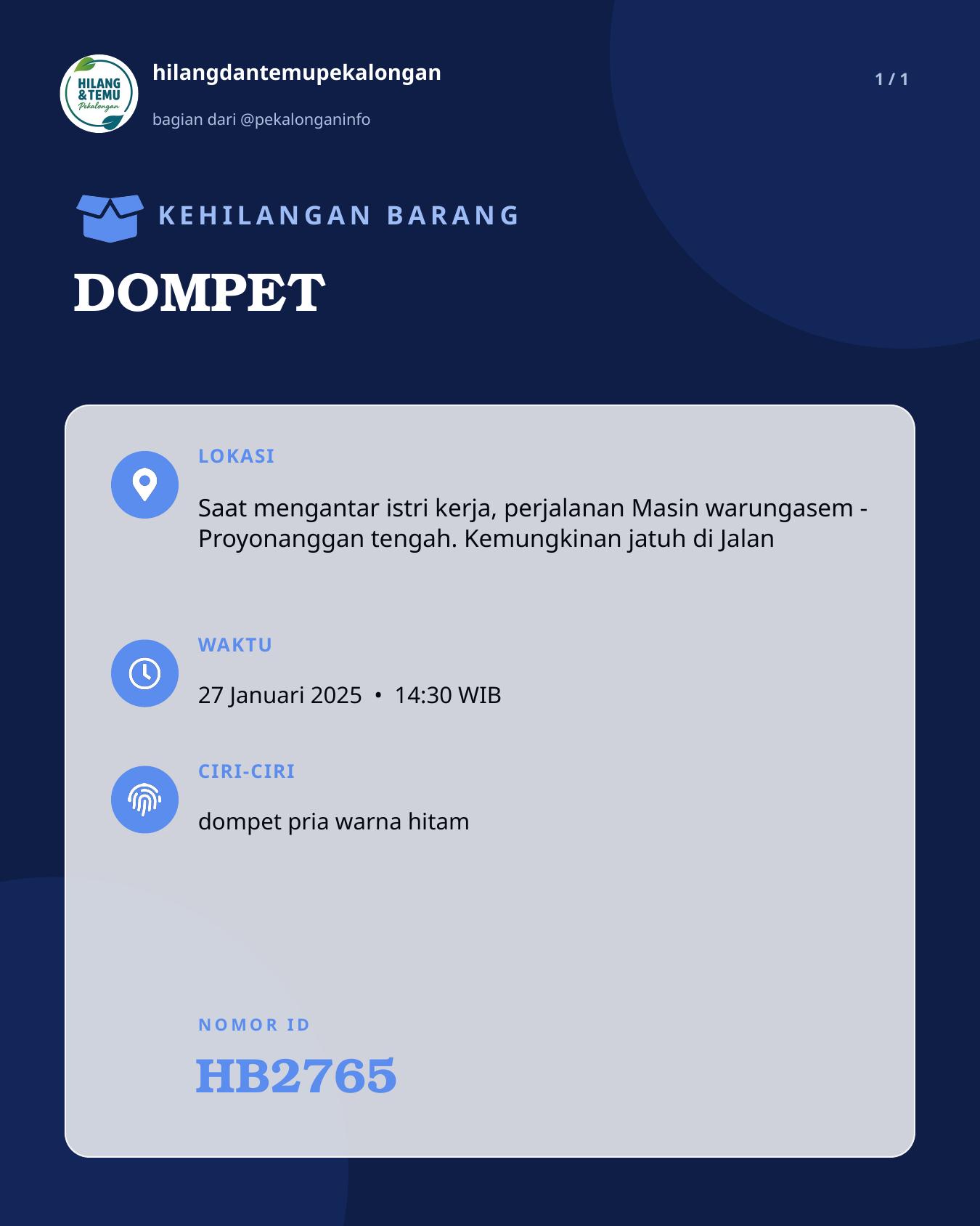 Slide laporan DOMPET (HB2765)