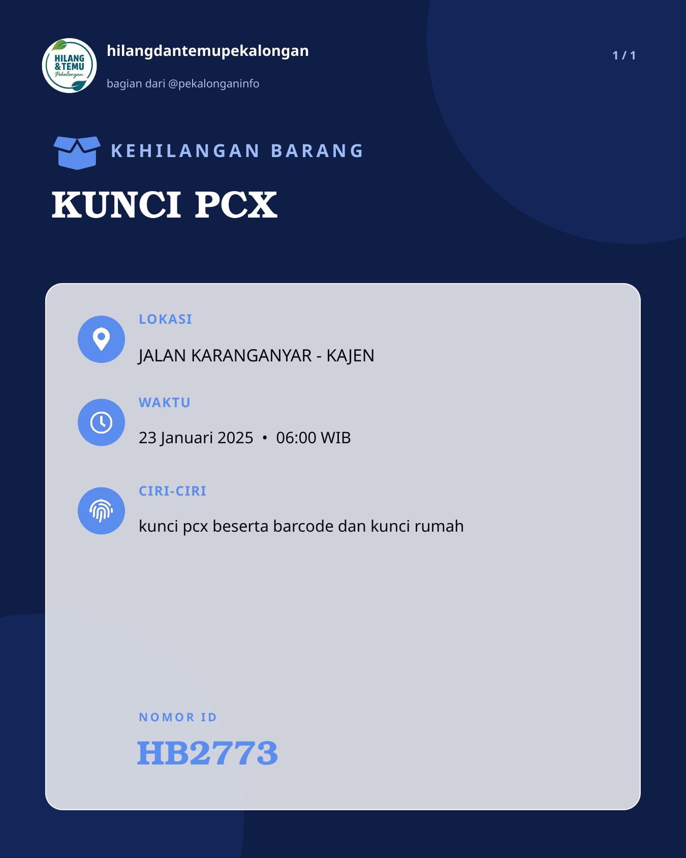 Slide laporan KUNCI PCX (HB2773)