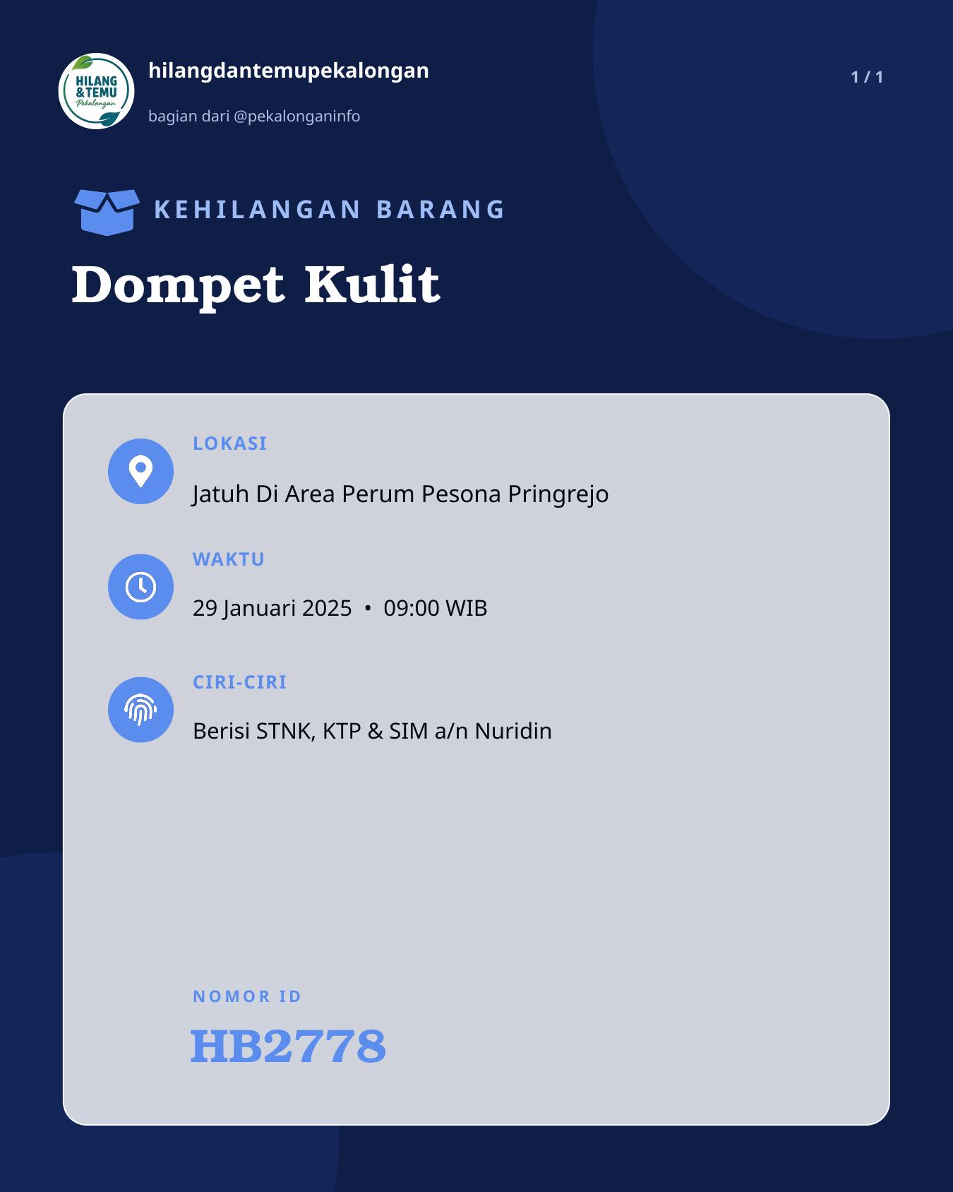 Slide laporan Dompet Kulit (HB2778)