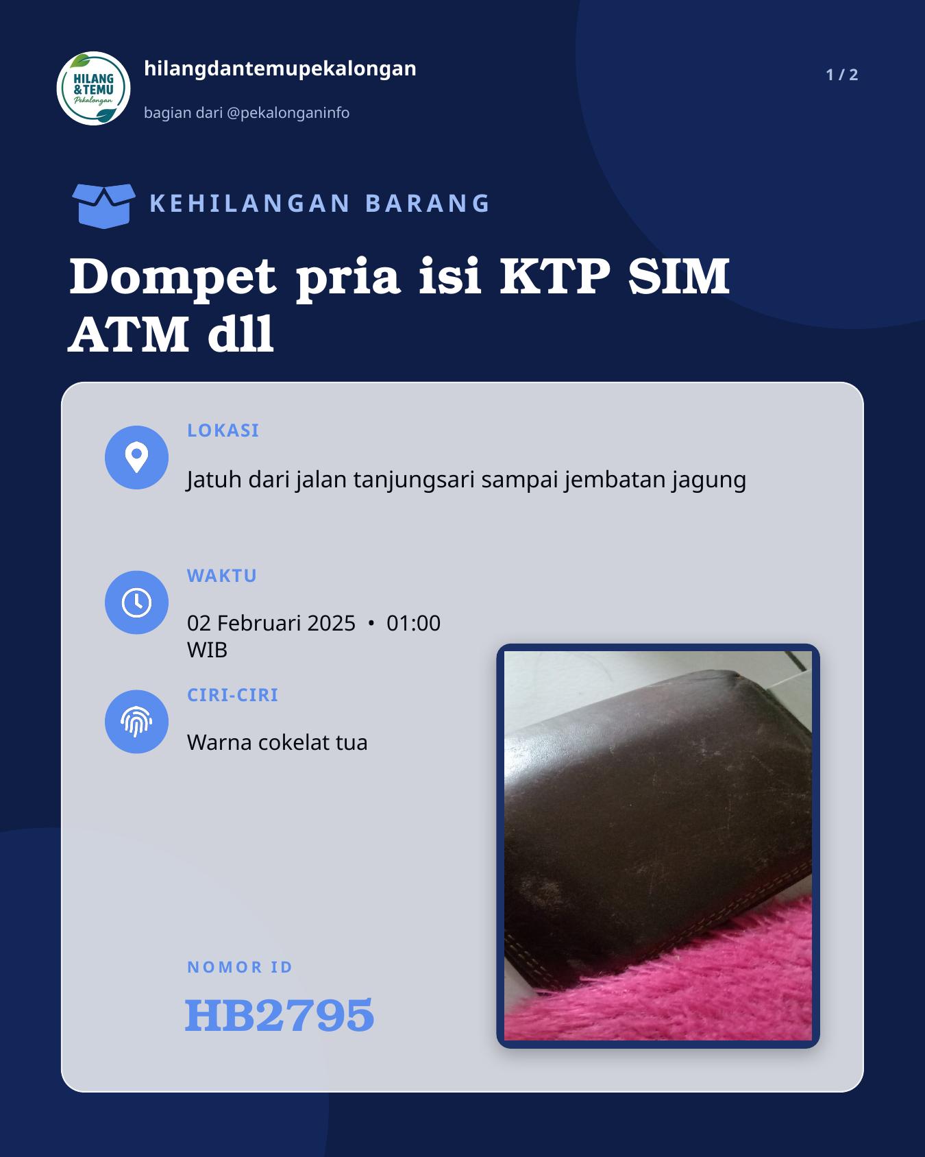 Slide 1 laporan Dompet pria isi KTP SIM ATM dll