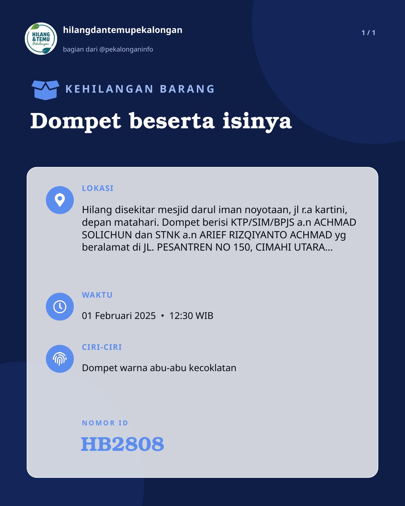 Slide laporan Dompet beserta isinya (HB2808)
