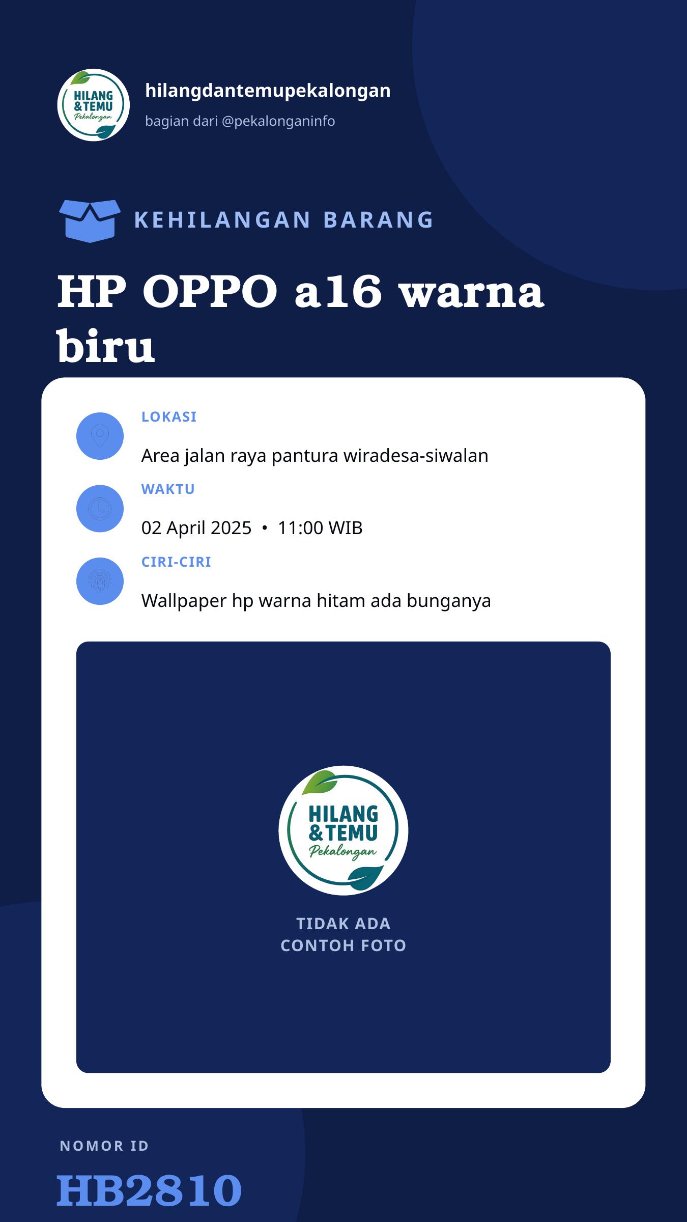 Story 9:16 laporan HP OPPO a16 warna biru
