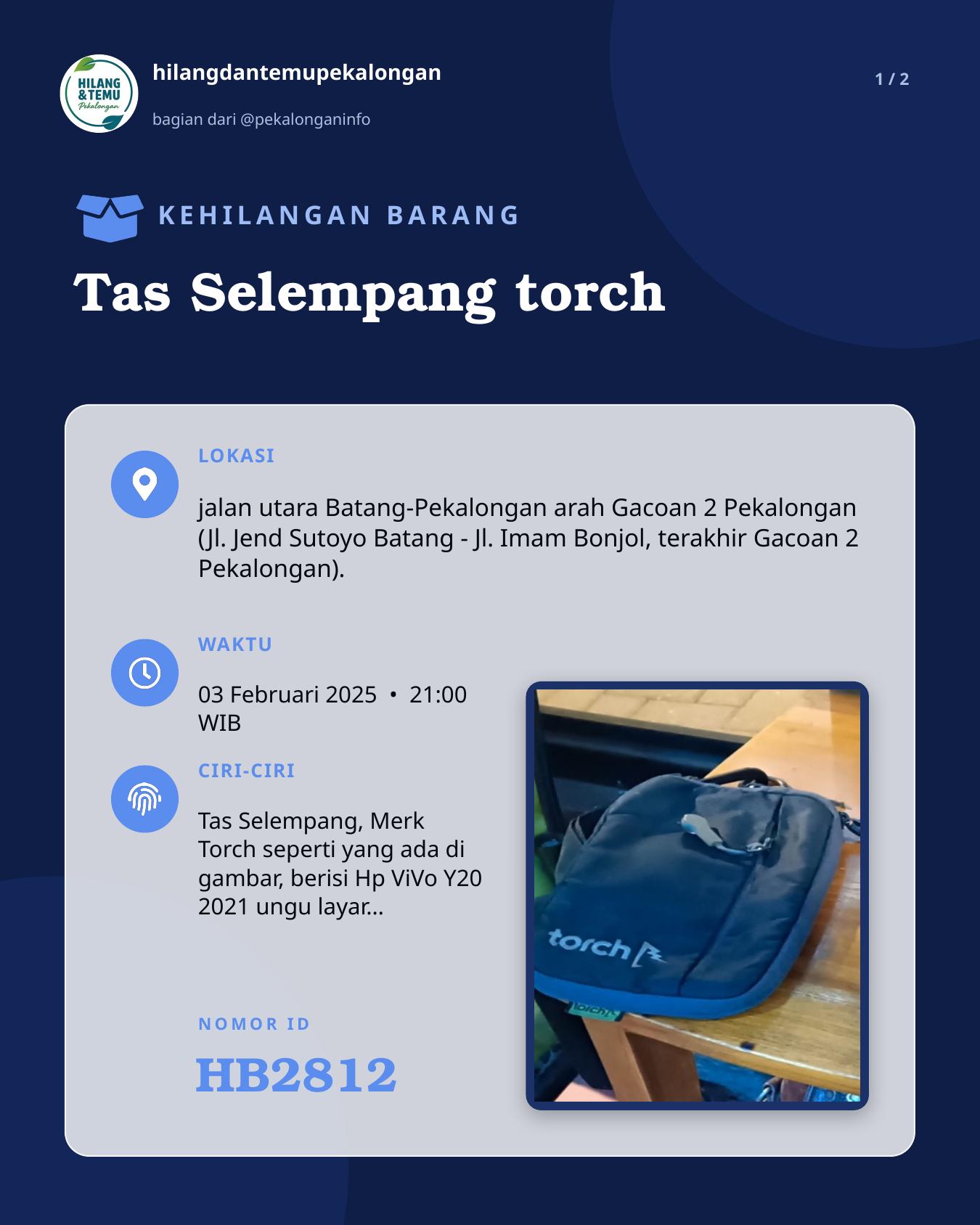 Slide 1 laporan Tas Selempang torch