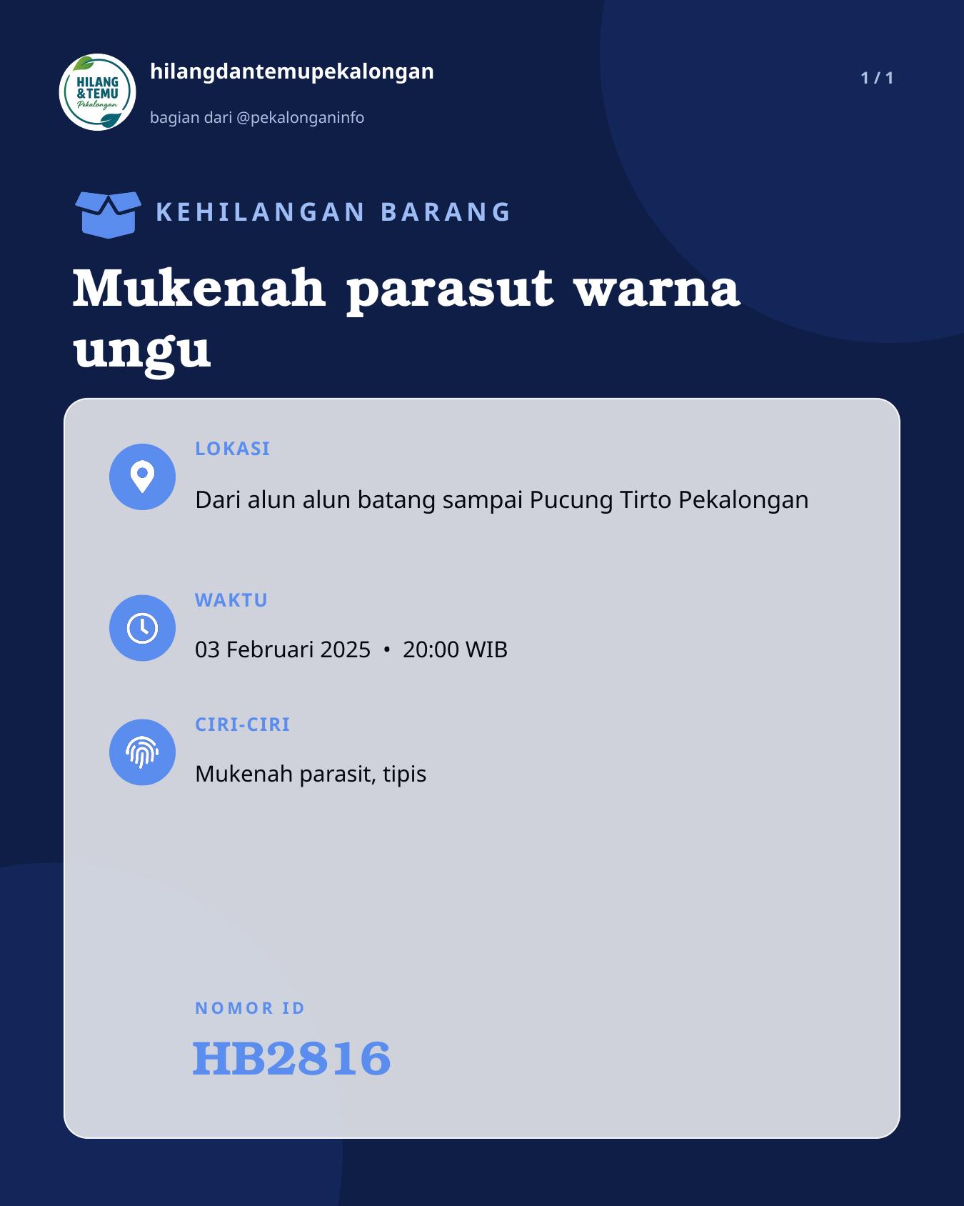 Slide laporan Mukenah parasut warna ungu (HB2816)