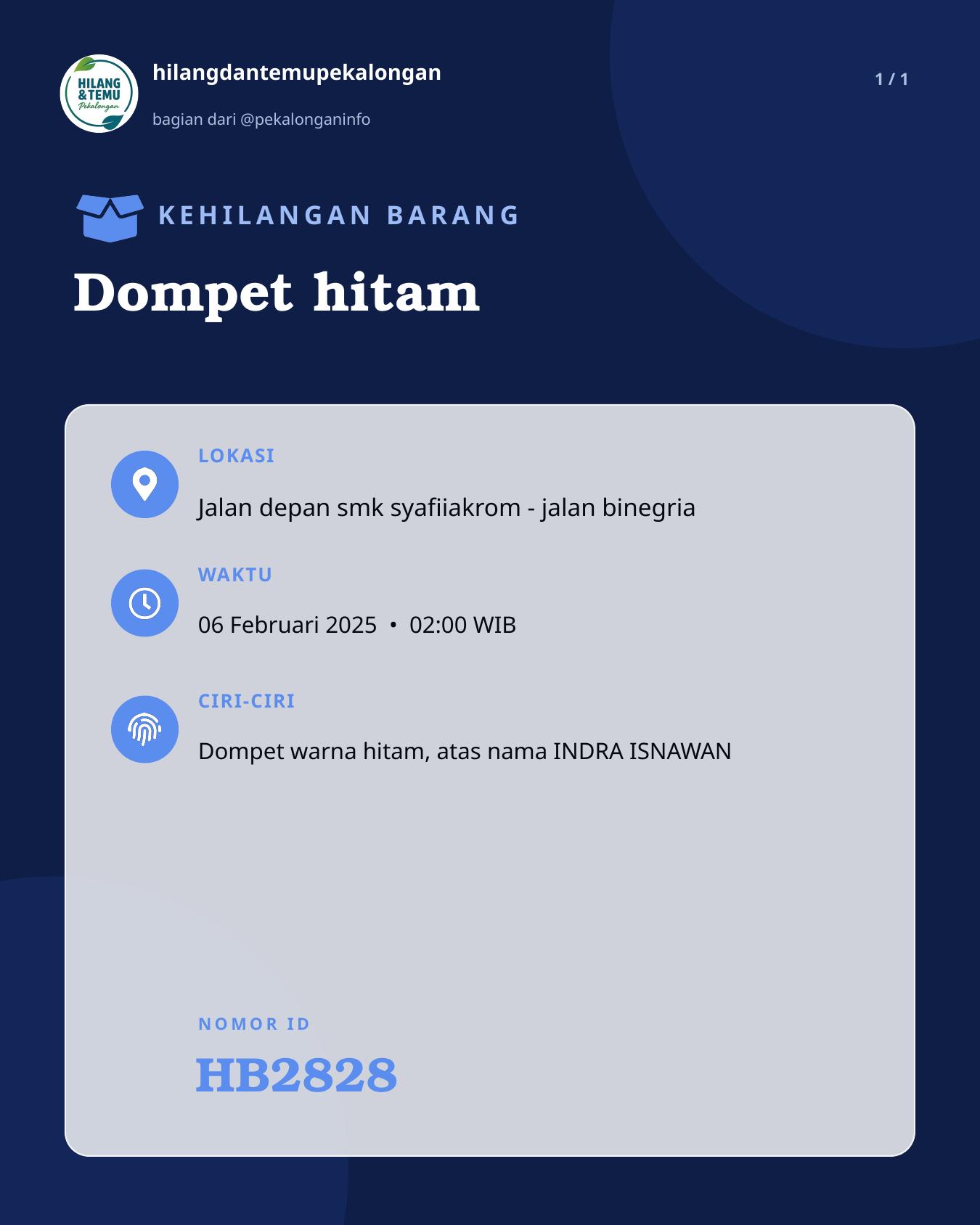 Slide laporan Dompet hitam (HB2828)
