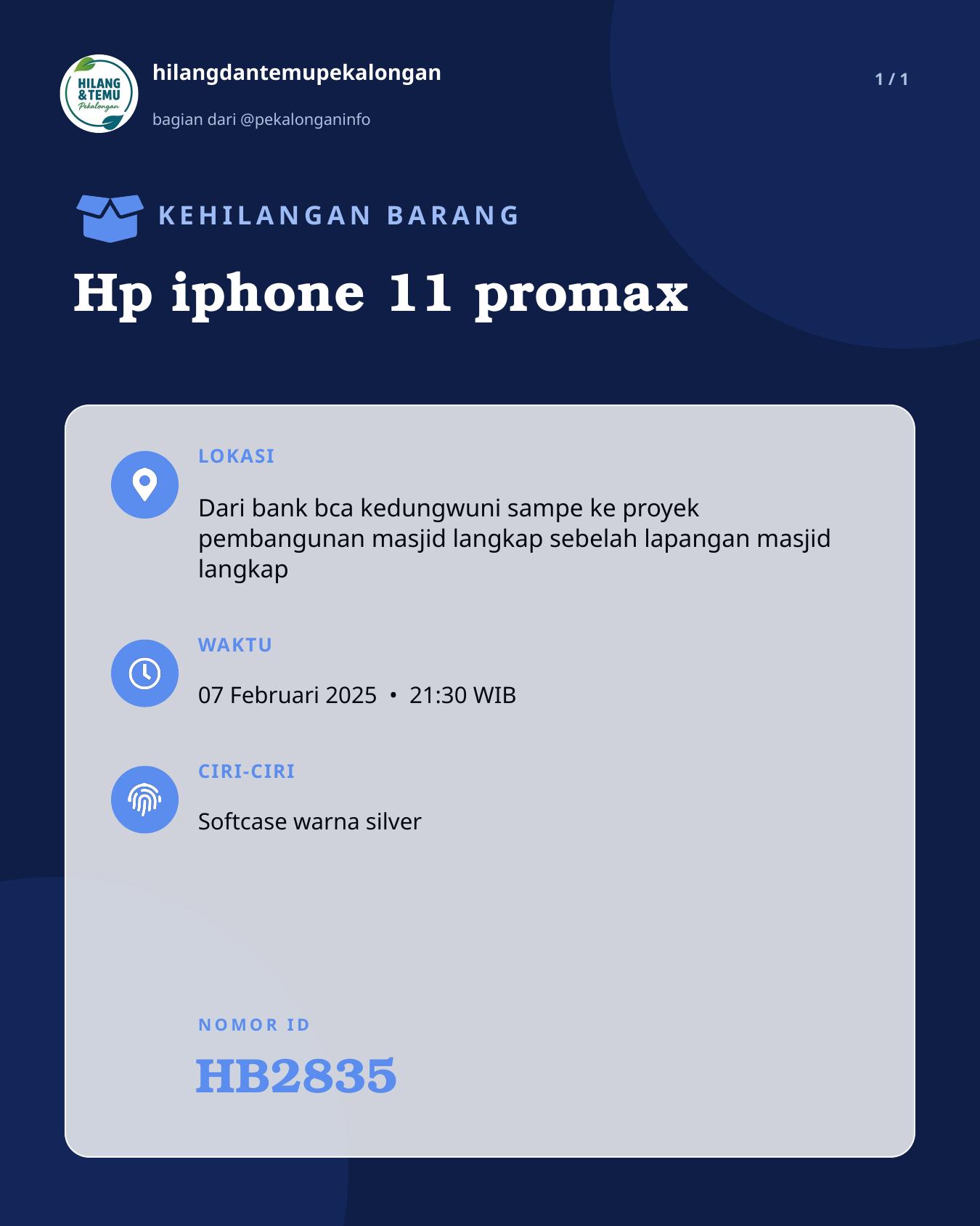 Slide laporan Hp iphone 11 promax (HB2835)