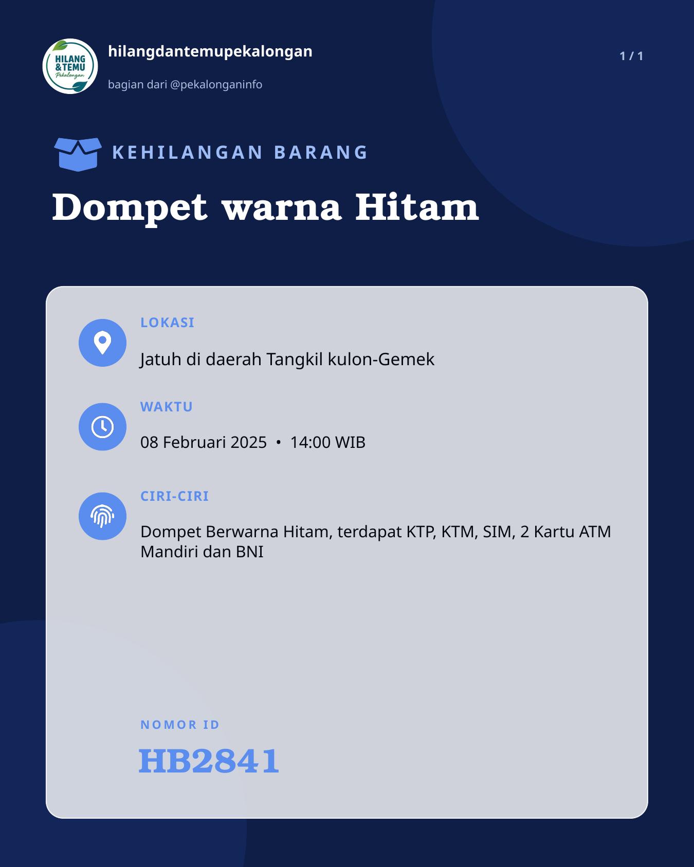 Slide laporan Dompet warna Hitam (HB2841)