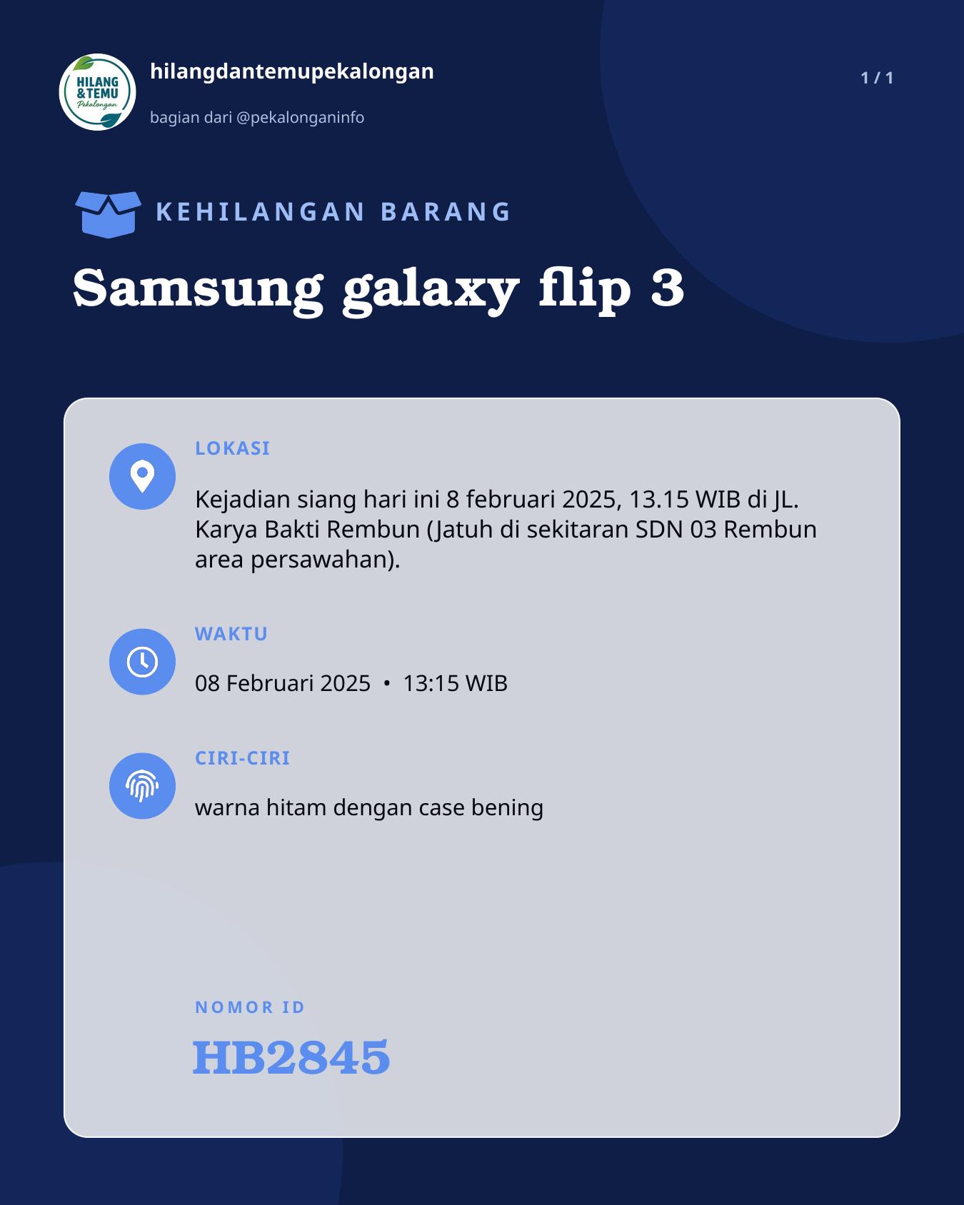 Slide laporan Samsung galaxy flip 3 (HB2845)