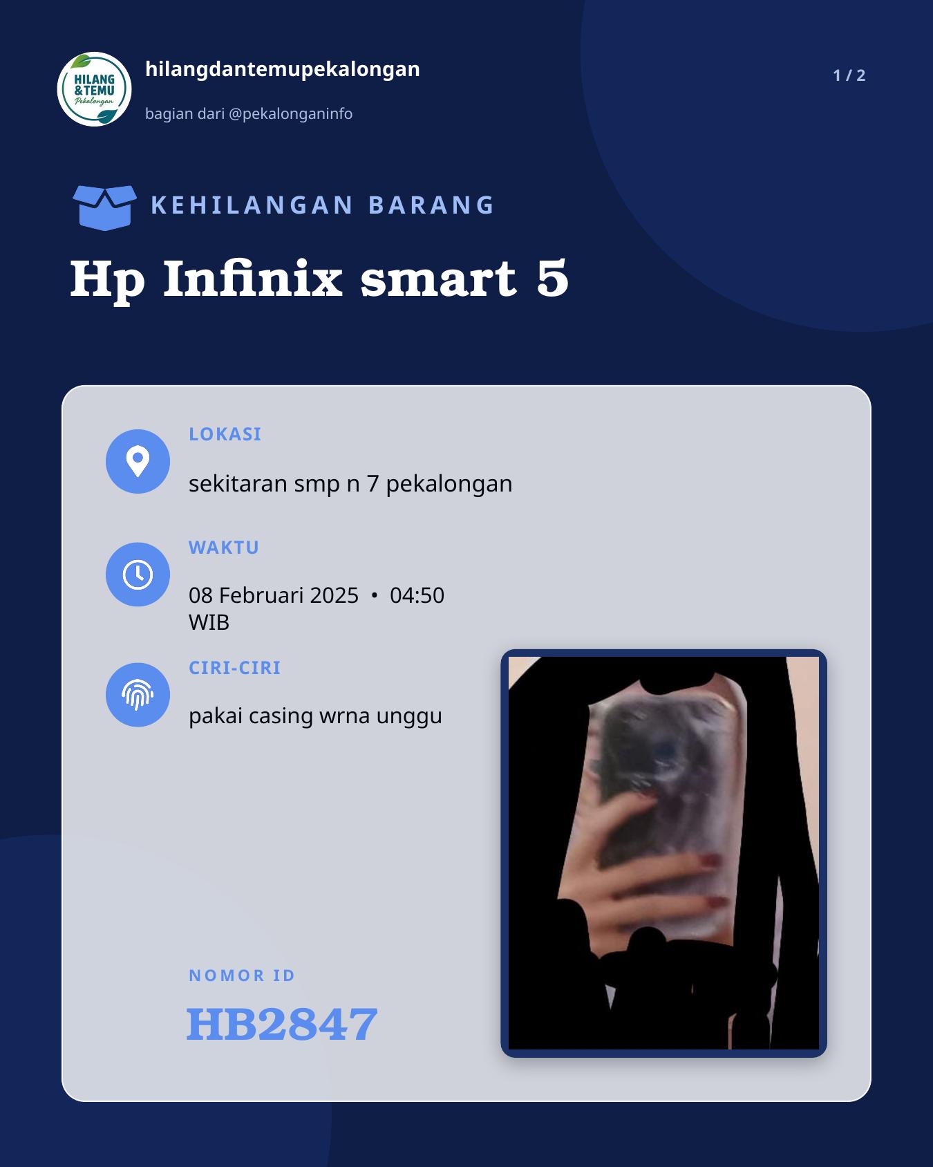 Slide 1 laporan Hp Infinix smart 5
