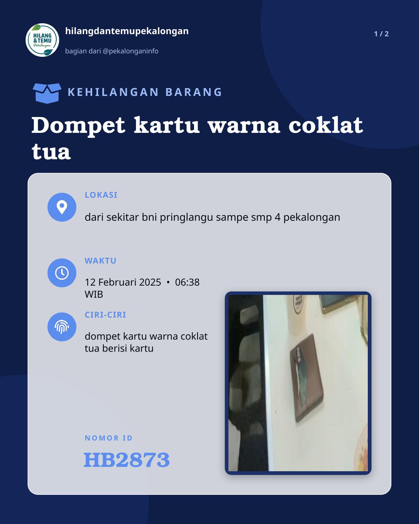 Slide 1 laporan Dompet kartu warna coklat tua