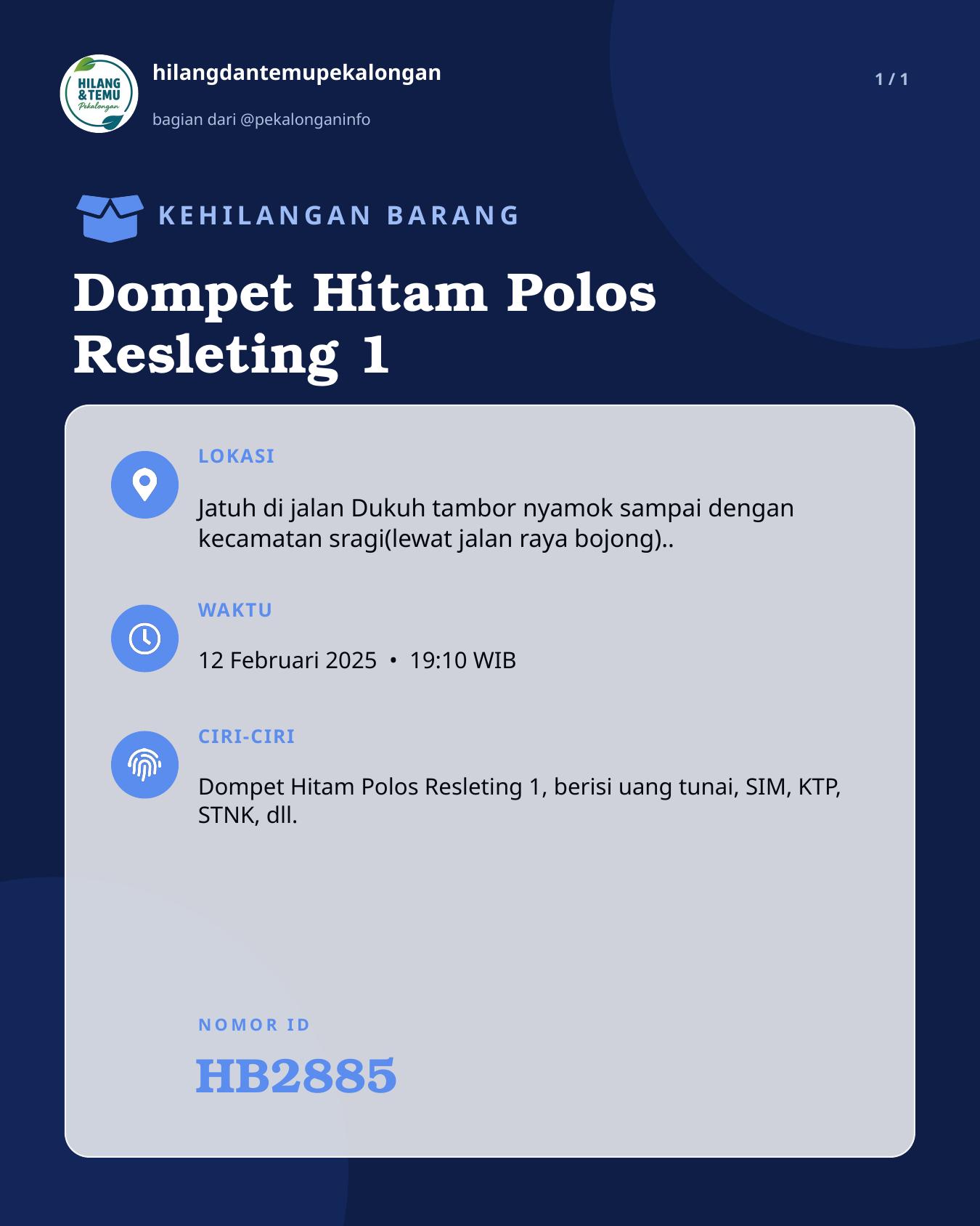 Slide laporan Dompet Hitam Polos Resleting 1 (HB2885)