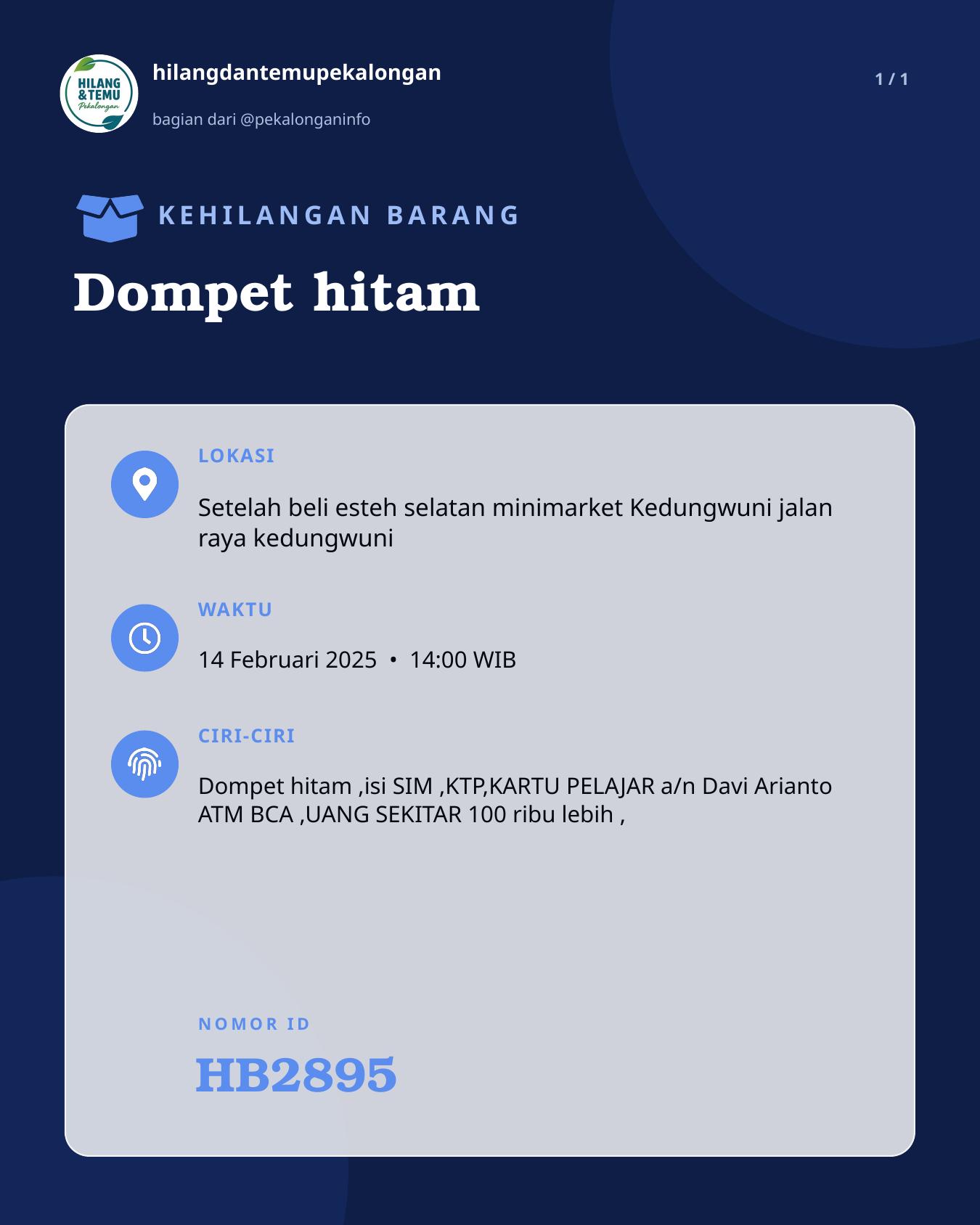 Slide laporan Dompet hitam (HB2895)