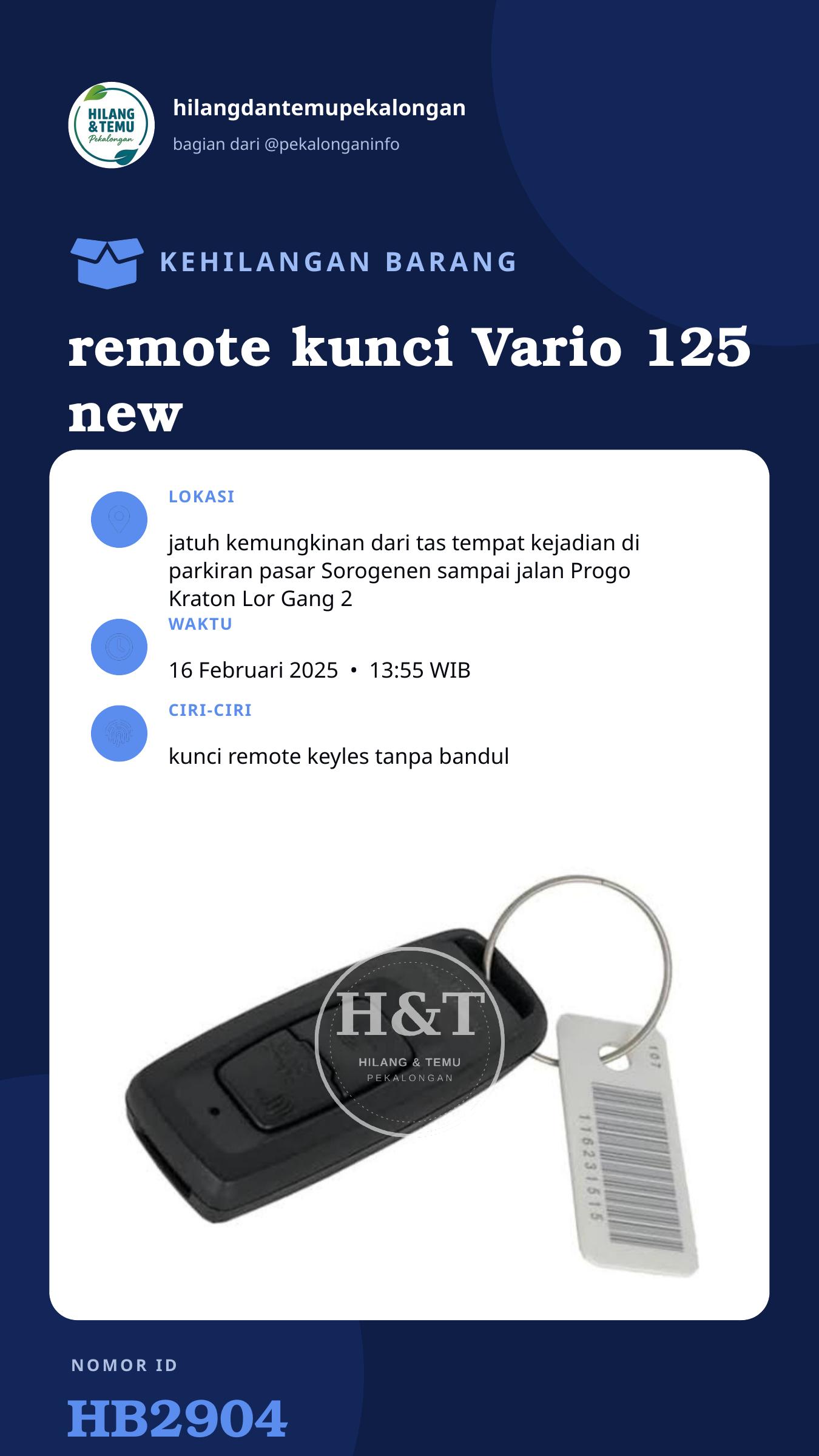 Story 9:16 laporan remote kunci Vario 125 new