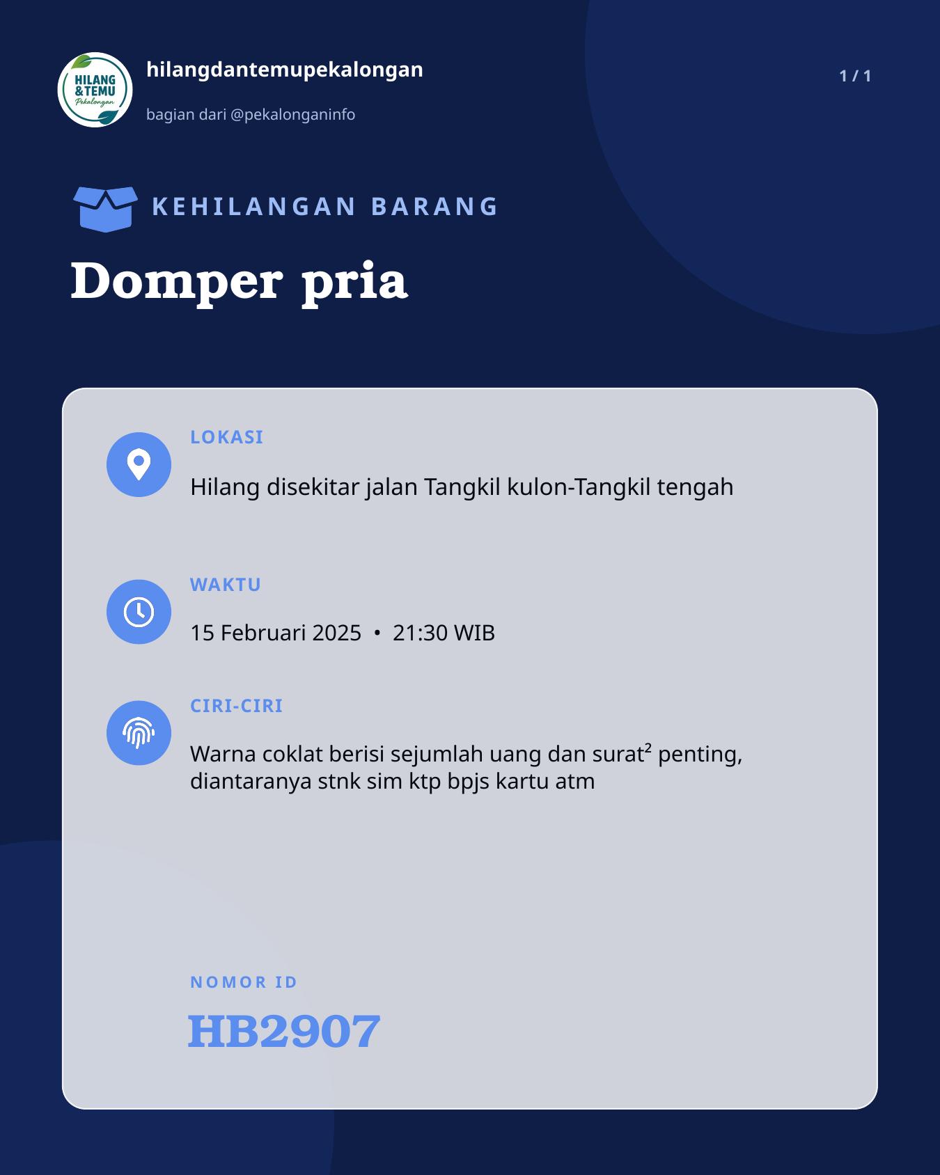 Slide laporan Domper pria (HB2907)