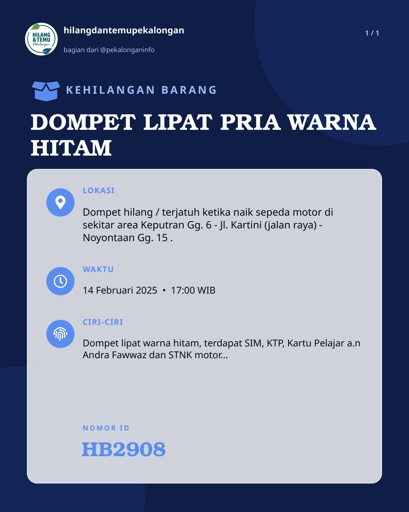 Slide laporan DOMPET LIPAT PRIA WARNA HITAM (HB2908)