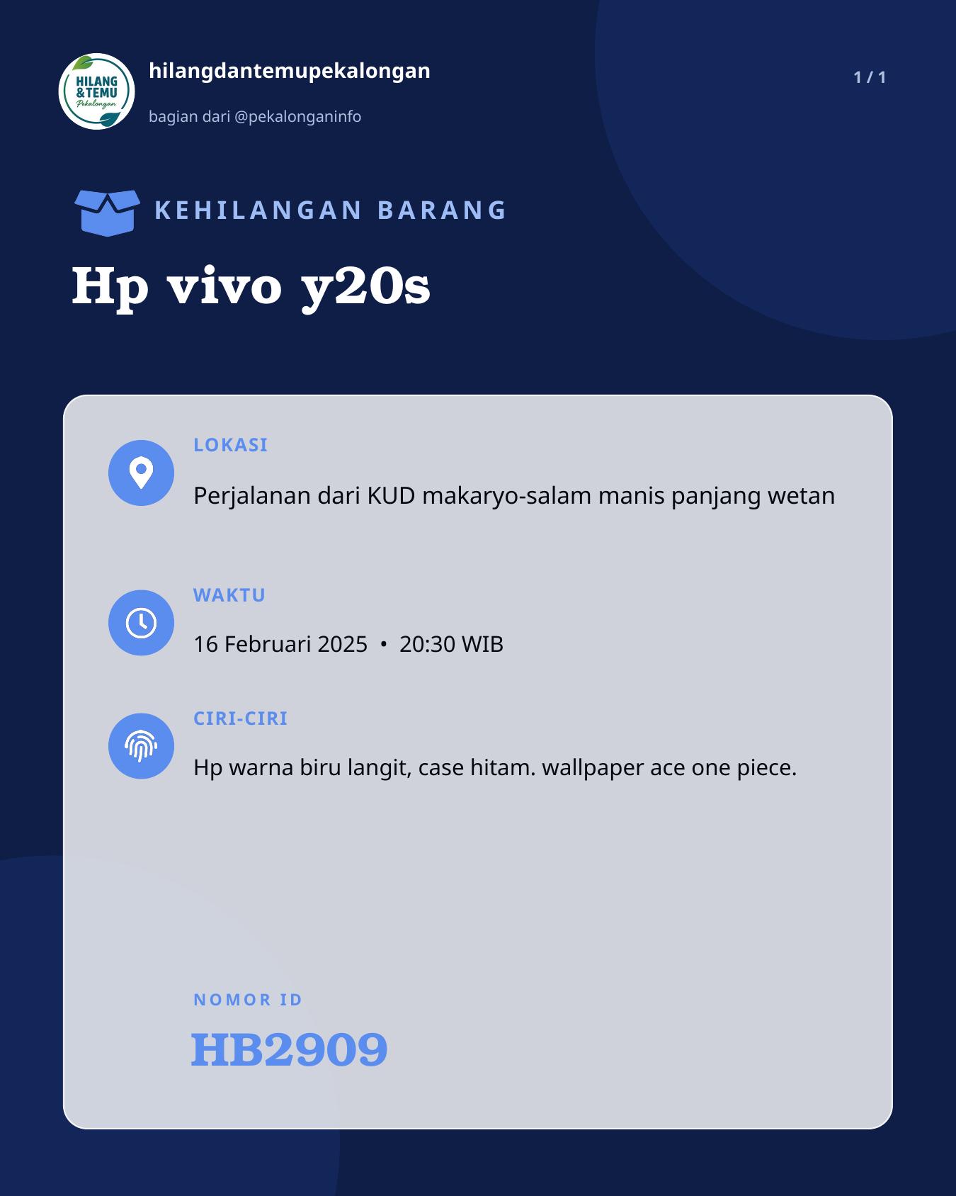 Slide laporan Hp vivo y20s (HB2909)