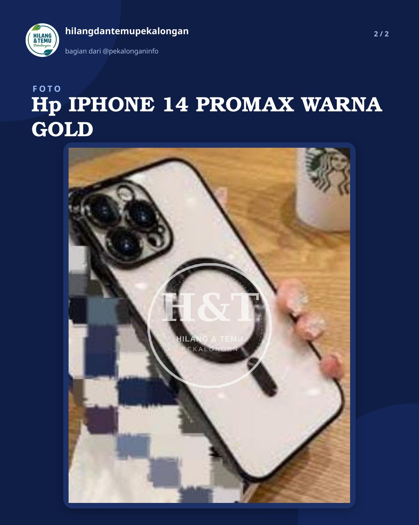 Slide 2 laporan Hp IPHONE 14 PROMAX WARNA GOLD