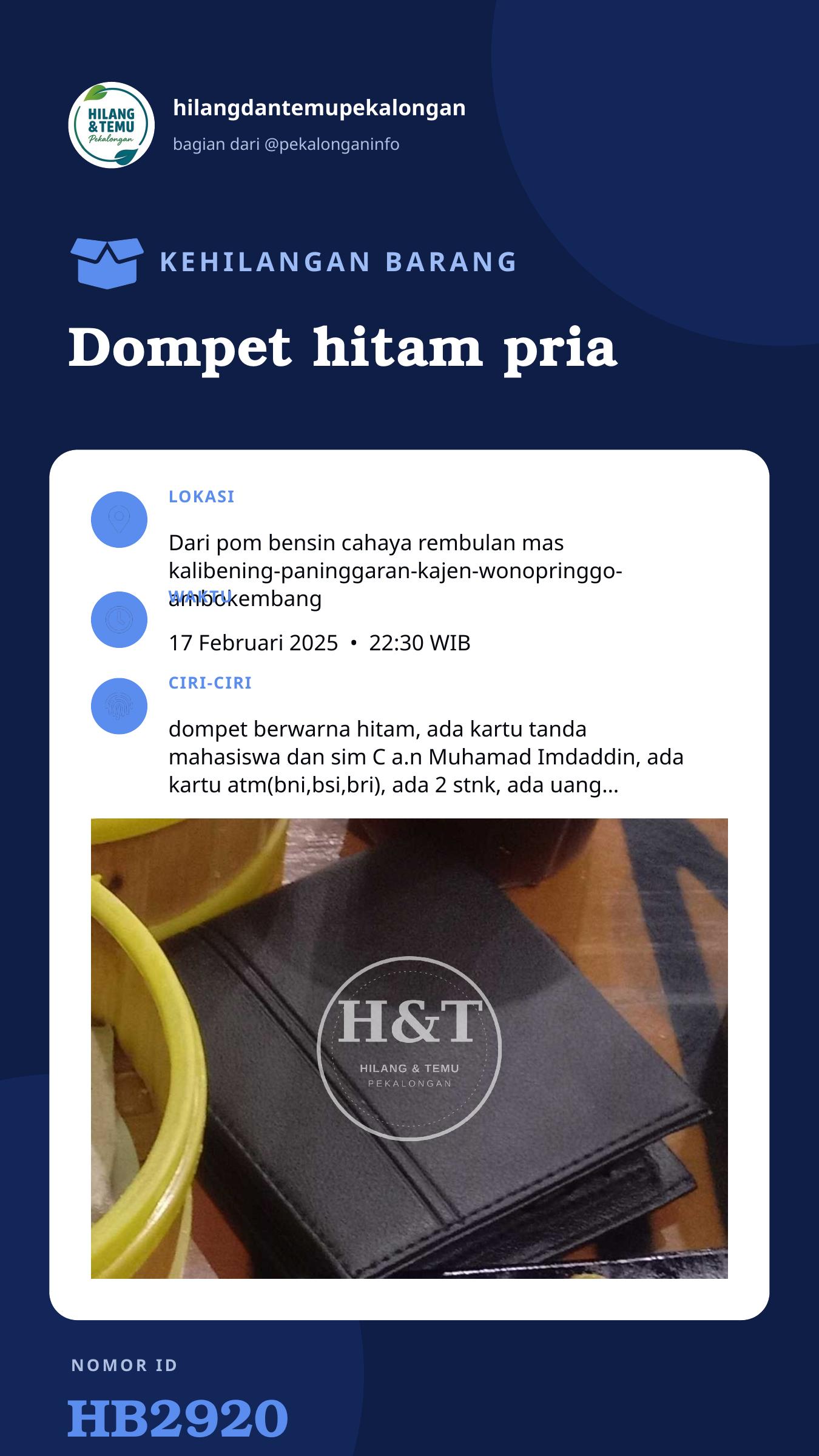 Story 9:16 laporan Dompet hitam pria