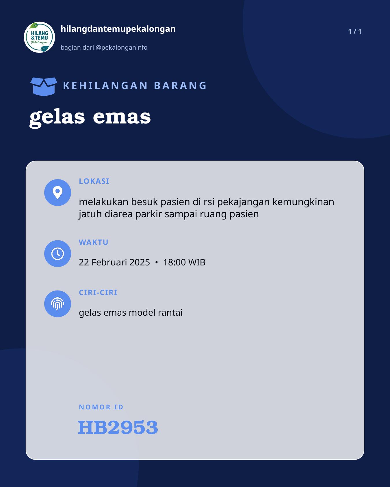 Slide laporan gelas emas (HB2953)