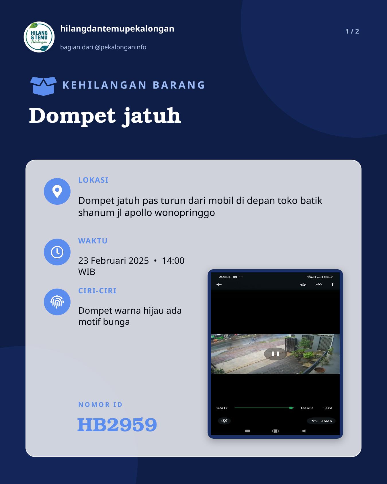 Slide 1 laporan Dompet jatuh