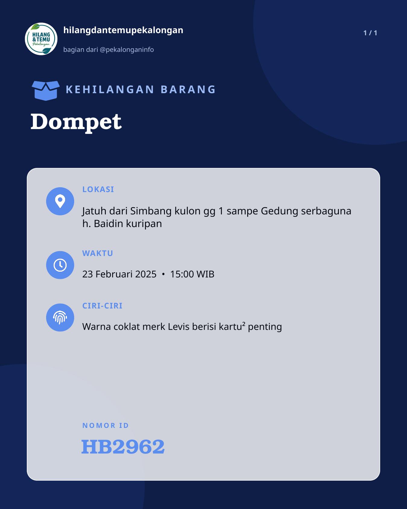Slide laporan Dompet (HB2962)