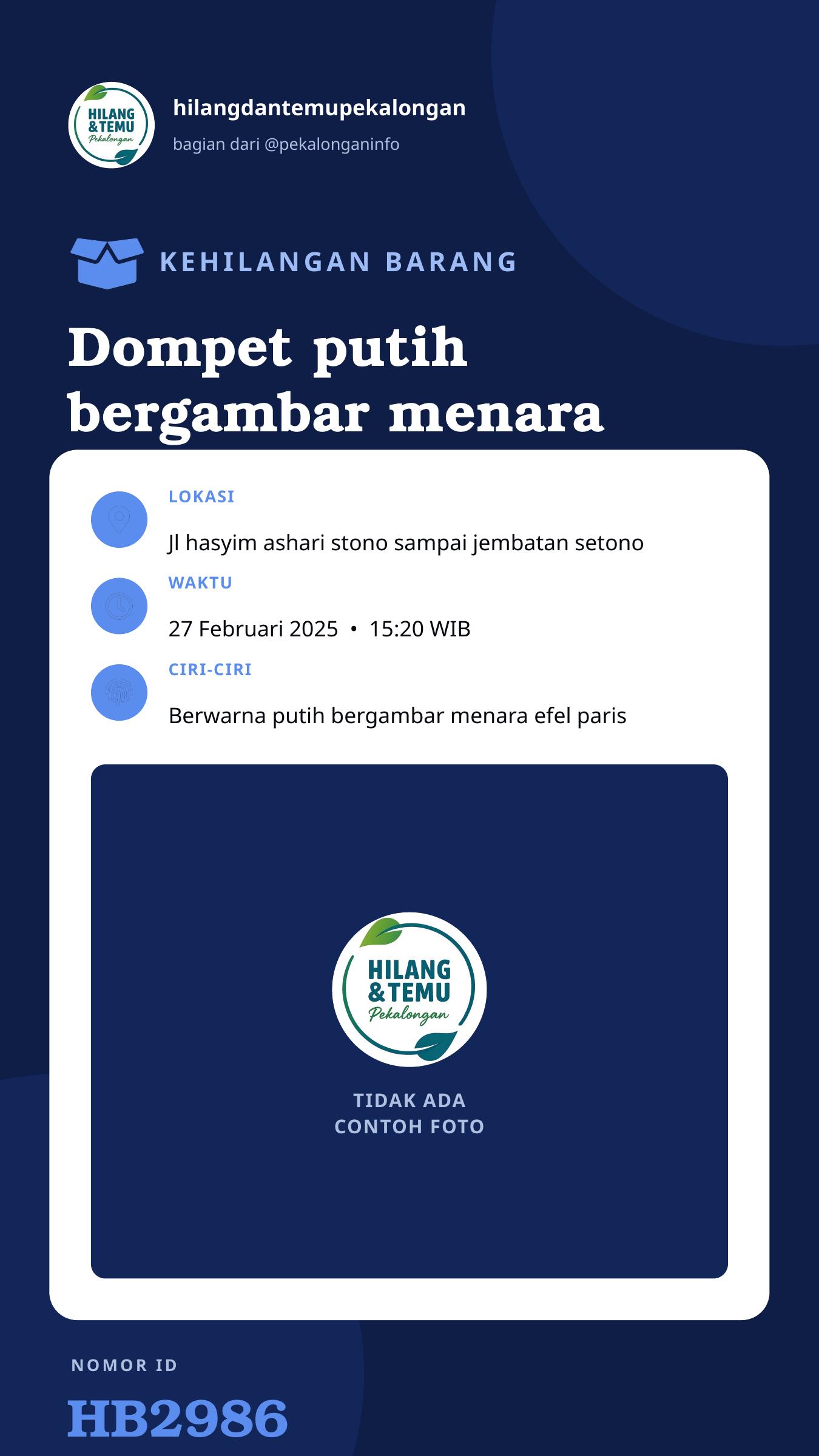 Story 9:16 laporan Dompet putih bergambar menara eifel