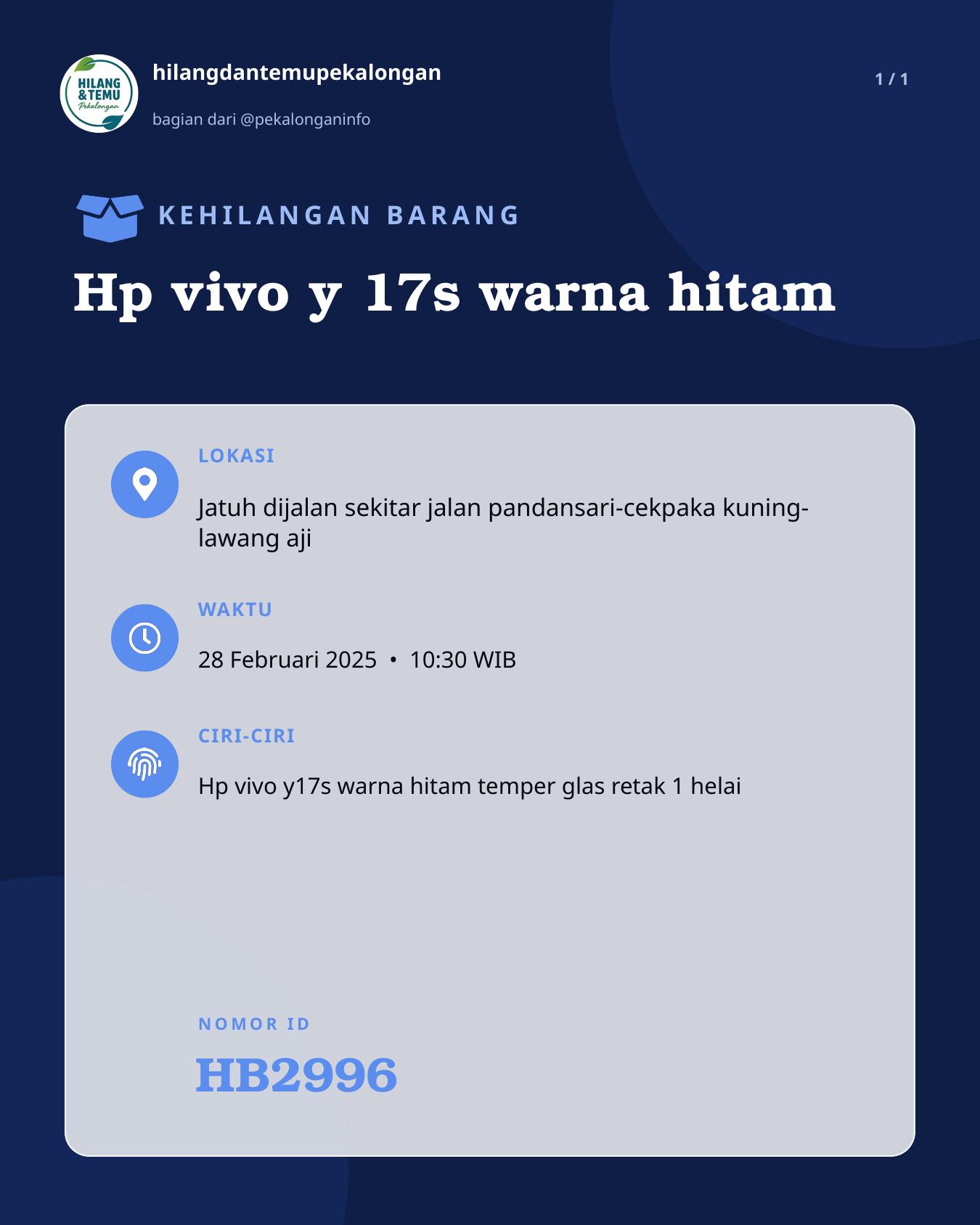 Slide laporan Hp vivo y 17s warna hitam (HB2996)