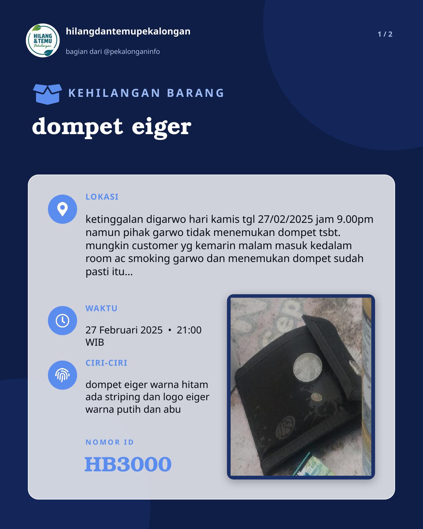 Slide 1 laporan dompet eiger