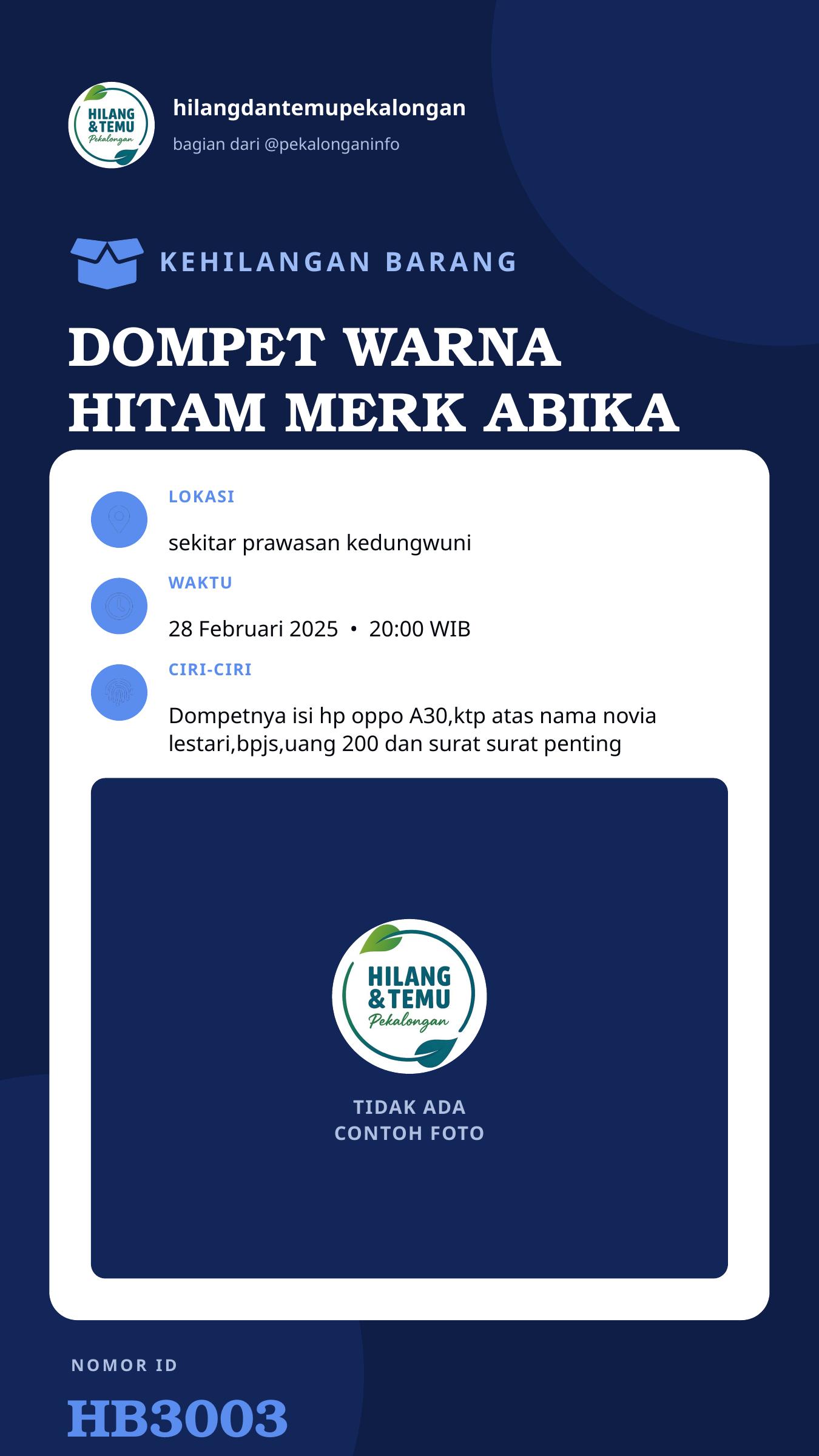 Story 9:16 laporan DOMPET WARNA HITAM MERK ABIKA