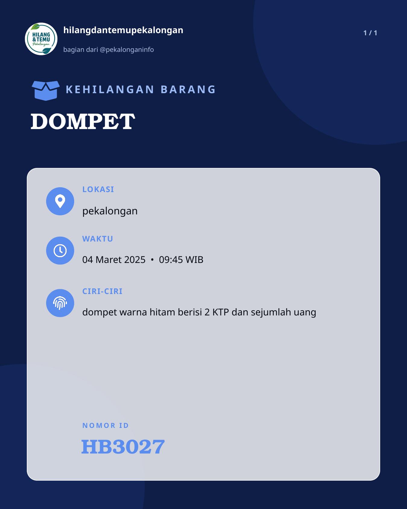 Slide laporan DOMPET (HB3027)