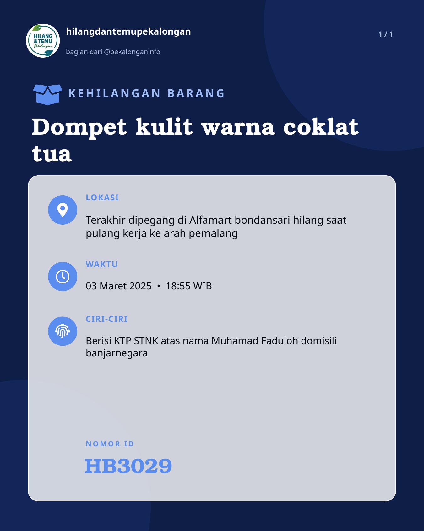 Slide laporan Dompet kulit warna coklat tua (HB3029)